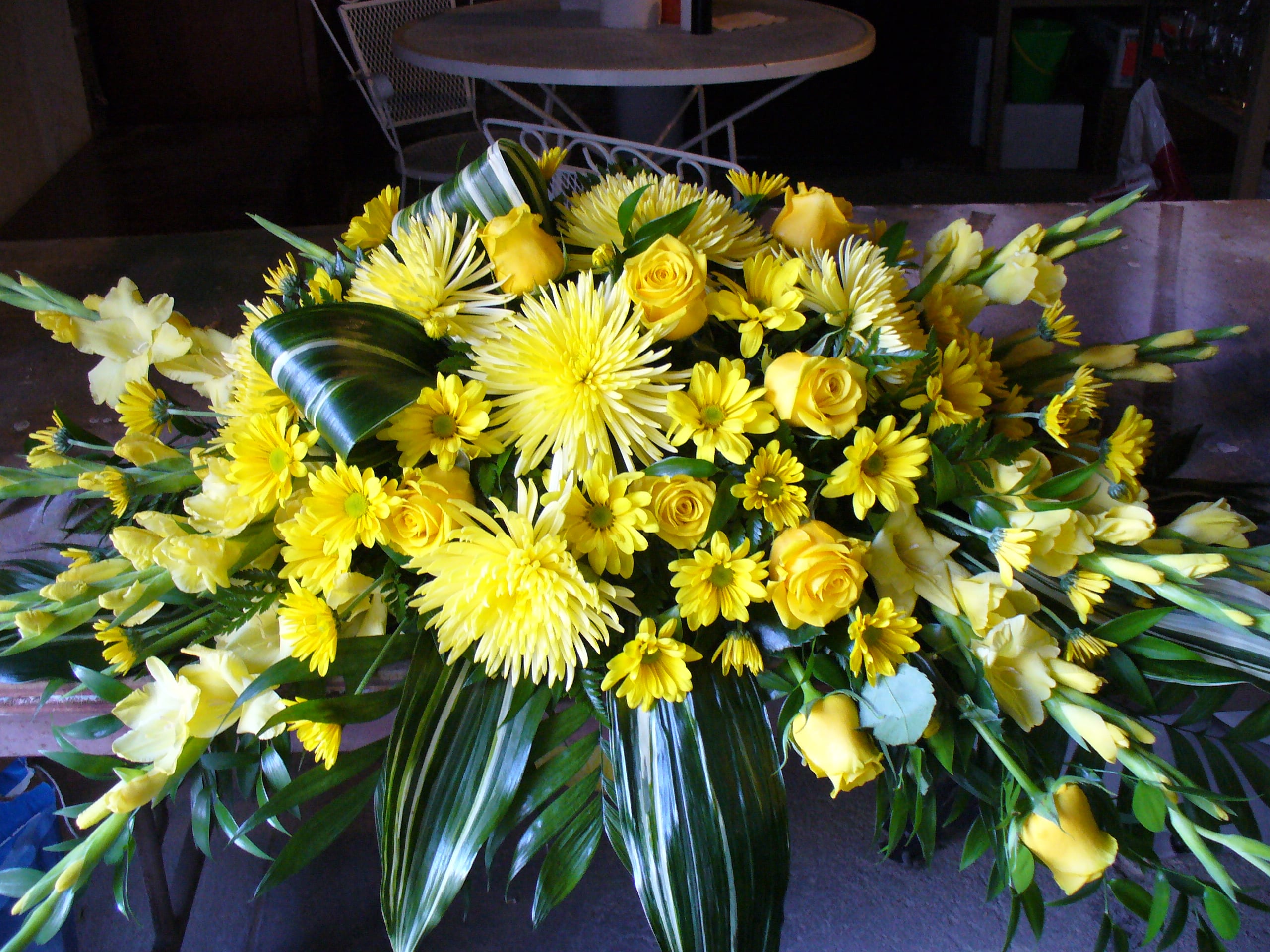 Yellow Casket Spray In Wamego Ks The Flower Mill