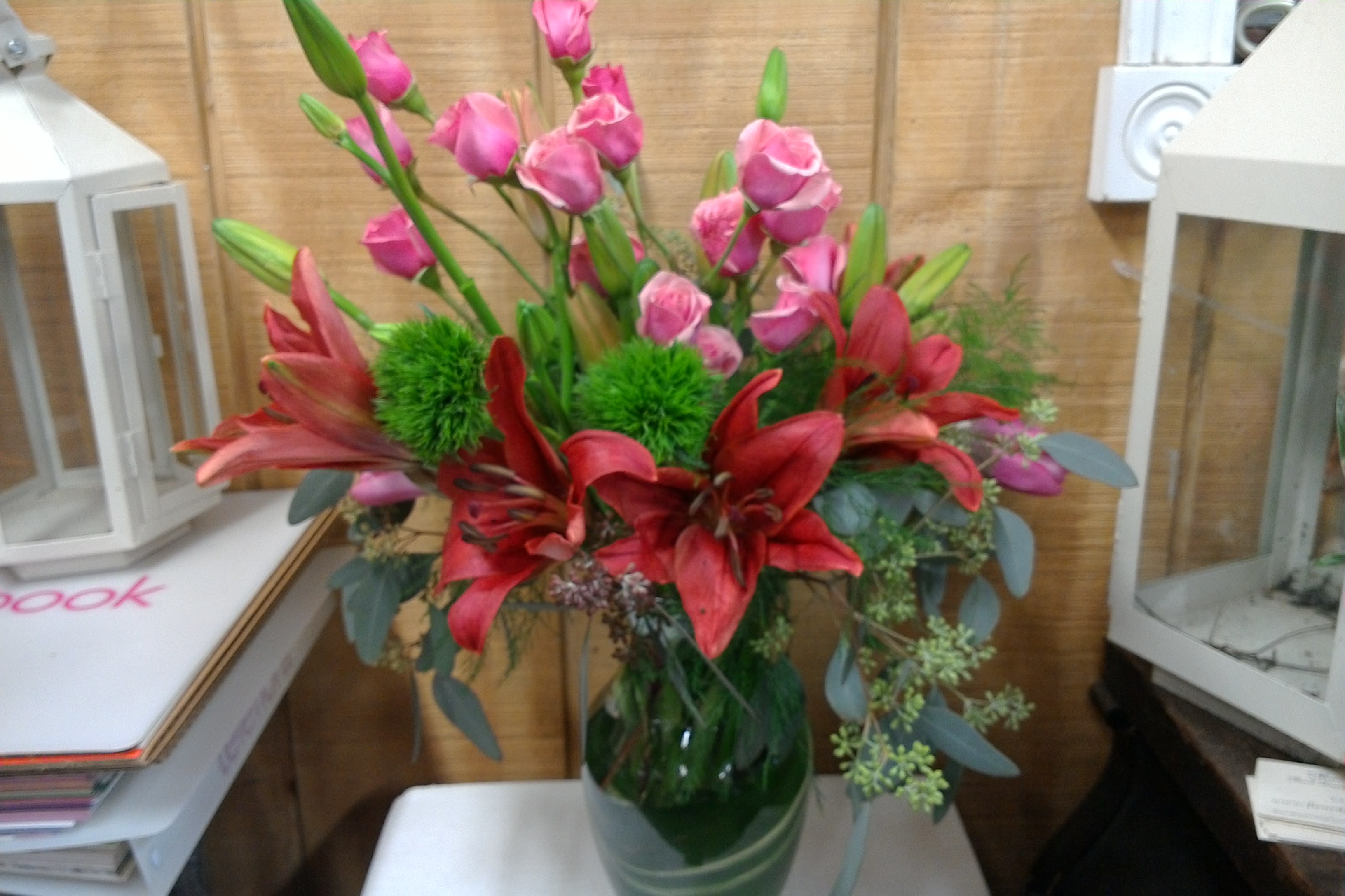 Say it with Love - Beautiful oriental lilies with pink spray roses and eucalyptus 