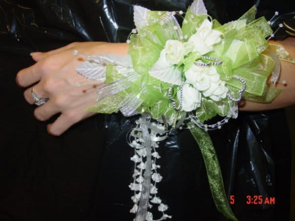 Prom Wrist Corsage - Oblong cascading wrist corsage for prom or wedding