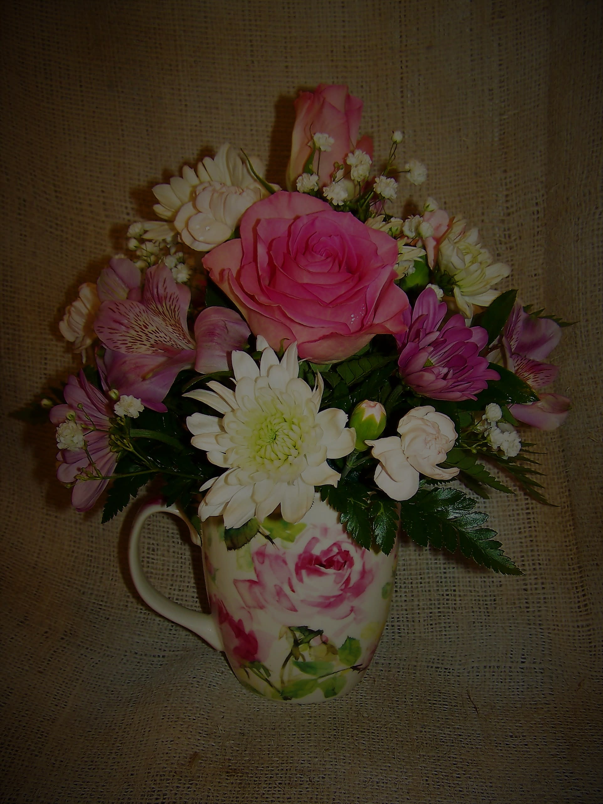 Pink Rose Print Mug In Bellevue Ne Bellevue Florist