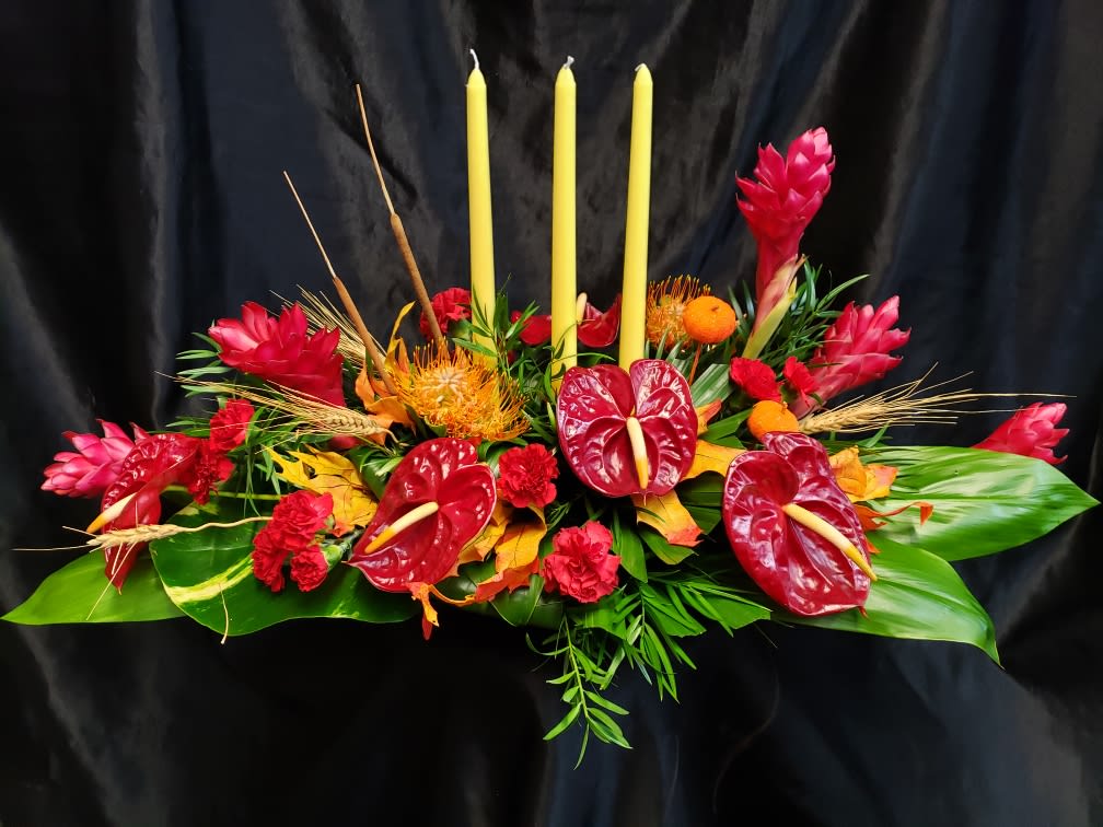 3 CANDLE TROPICAL CENTERPIECE in Lihue, HI Flowers Forever LLC