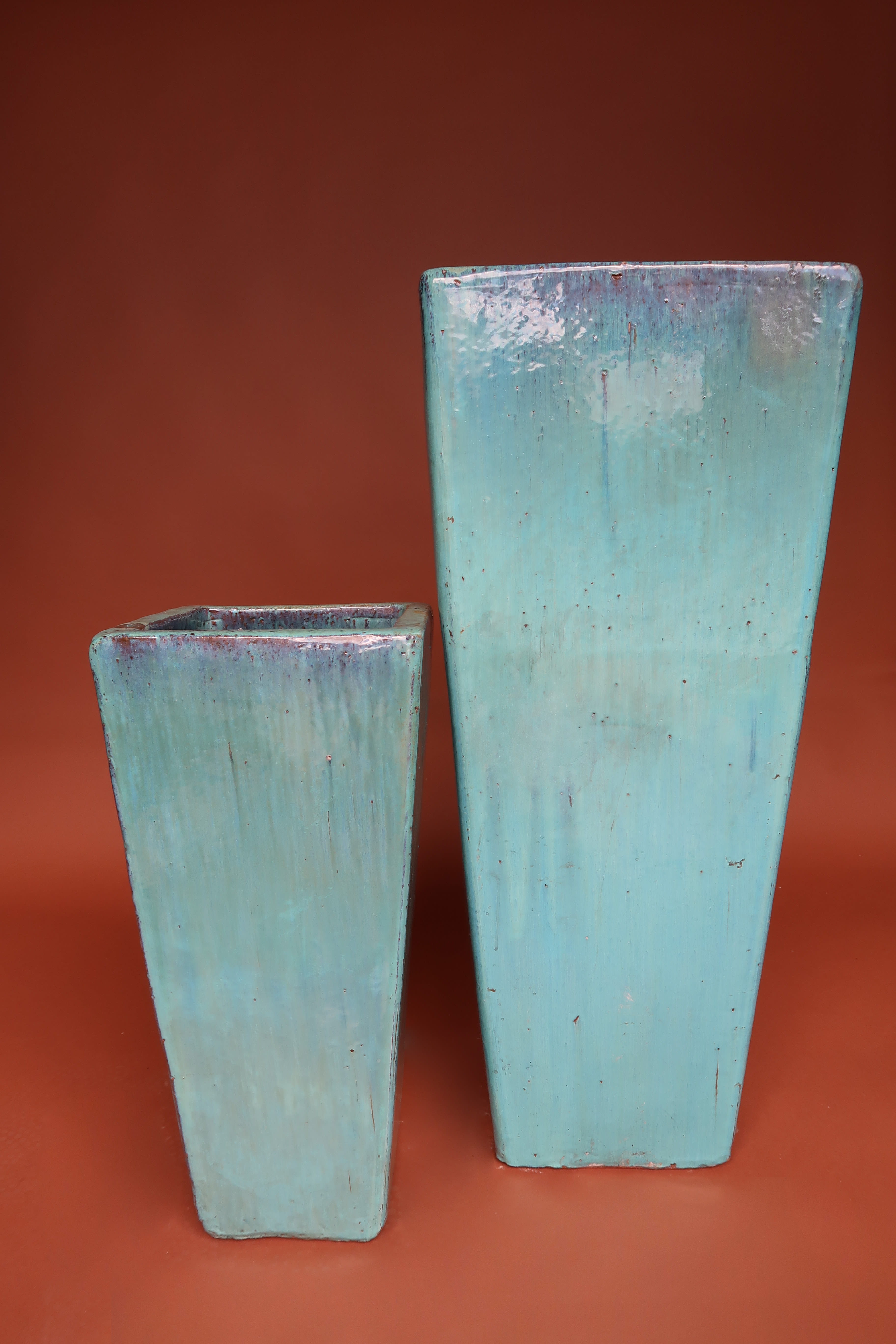 Turquoise Tall Rectangular Glazed Planter In Miami Fl Avant Gardens