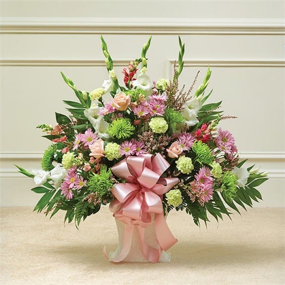 Multicolor Pastel Sympathy Floor Basket in Suffern, NY Petals and