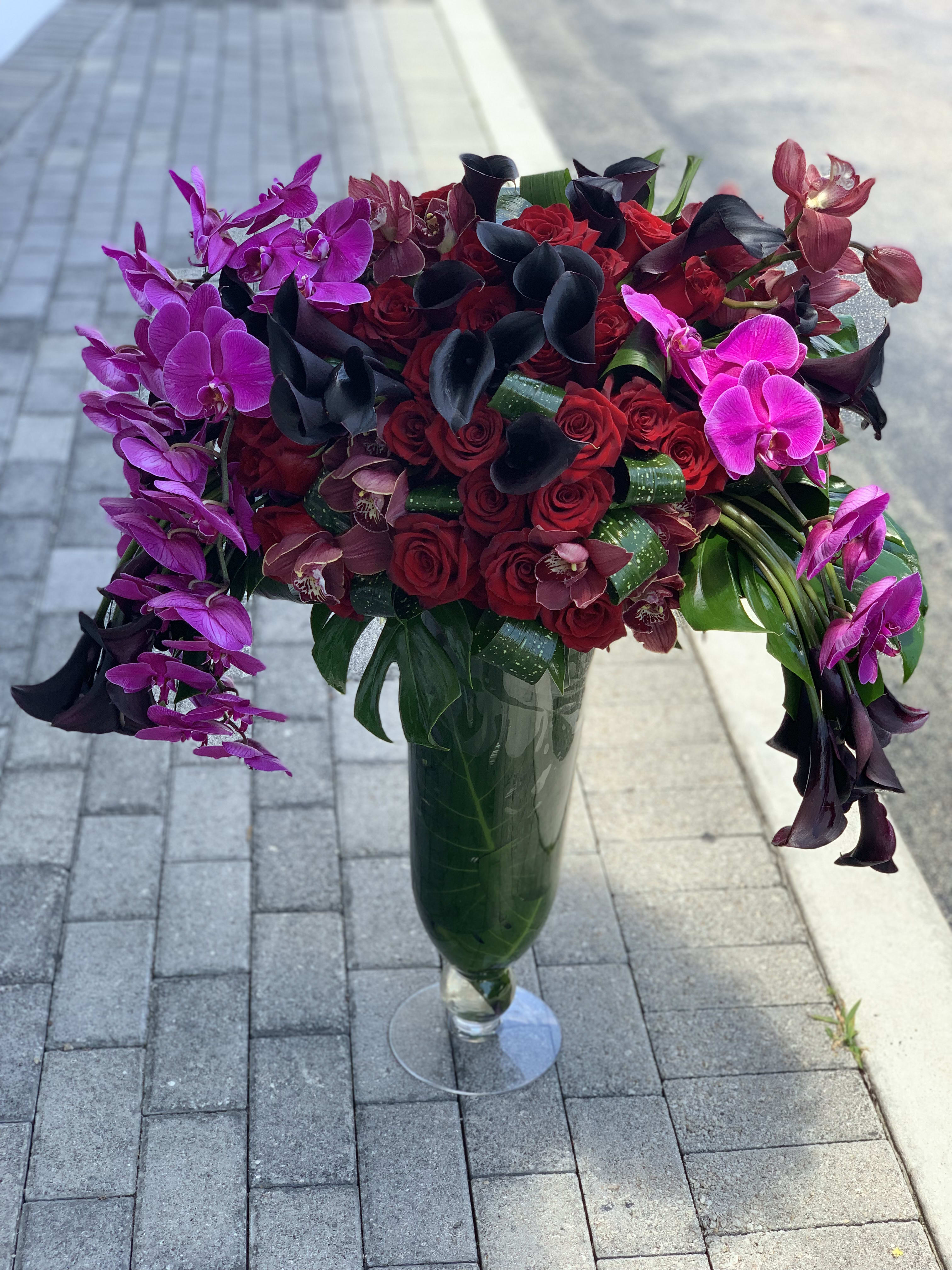Luxe Flower Design in Tall Vase in Miami , FL Luxury Flowers Miami