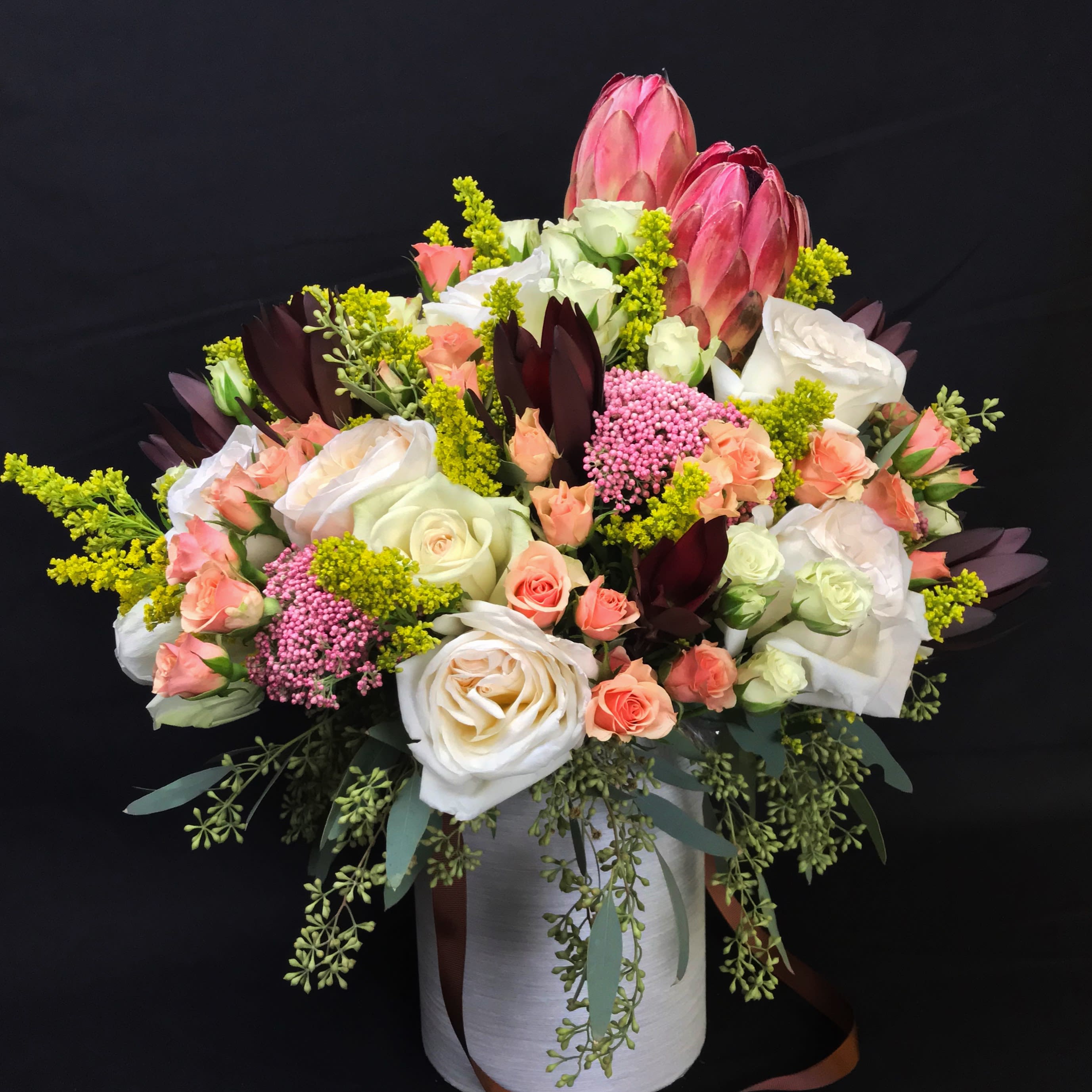 Tropical Flower Arrangement In Hat Box In Miami Fl Luxury Flowers Miami Tropical Flower Arrangement In Hat Box In Miami Fl Luxury Flowers Miami