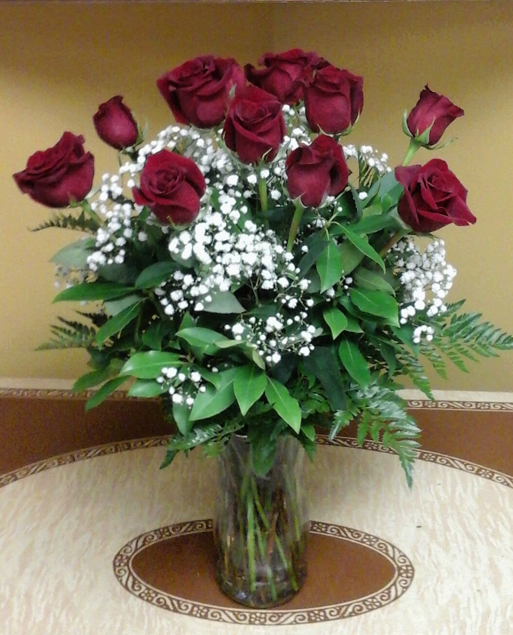 Dozen Red Roses With Baby S Breath In Malden Ma Wildflower Designs