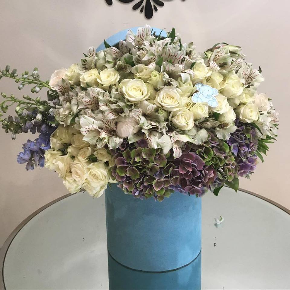welcome baby boy flower arrangement