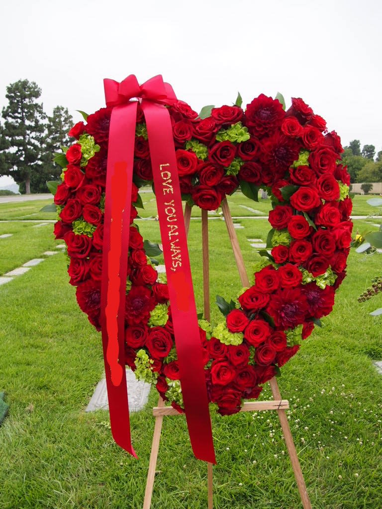 Love You Always Love You Always - Funeral Heart Shape standing spray. Can be ordered in different colors. Please order ahead of time.