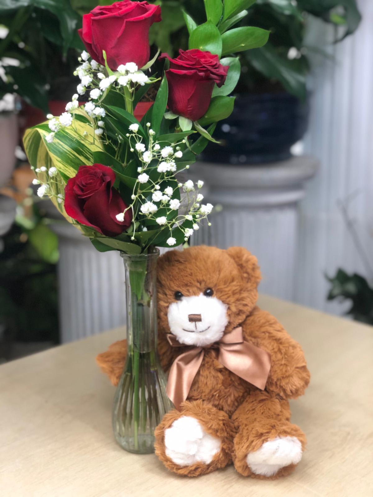 teddy and flowers