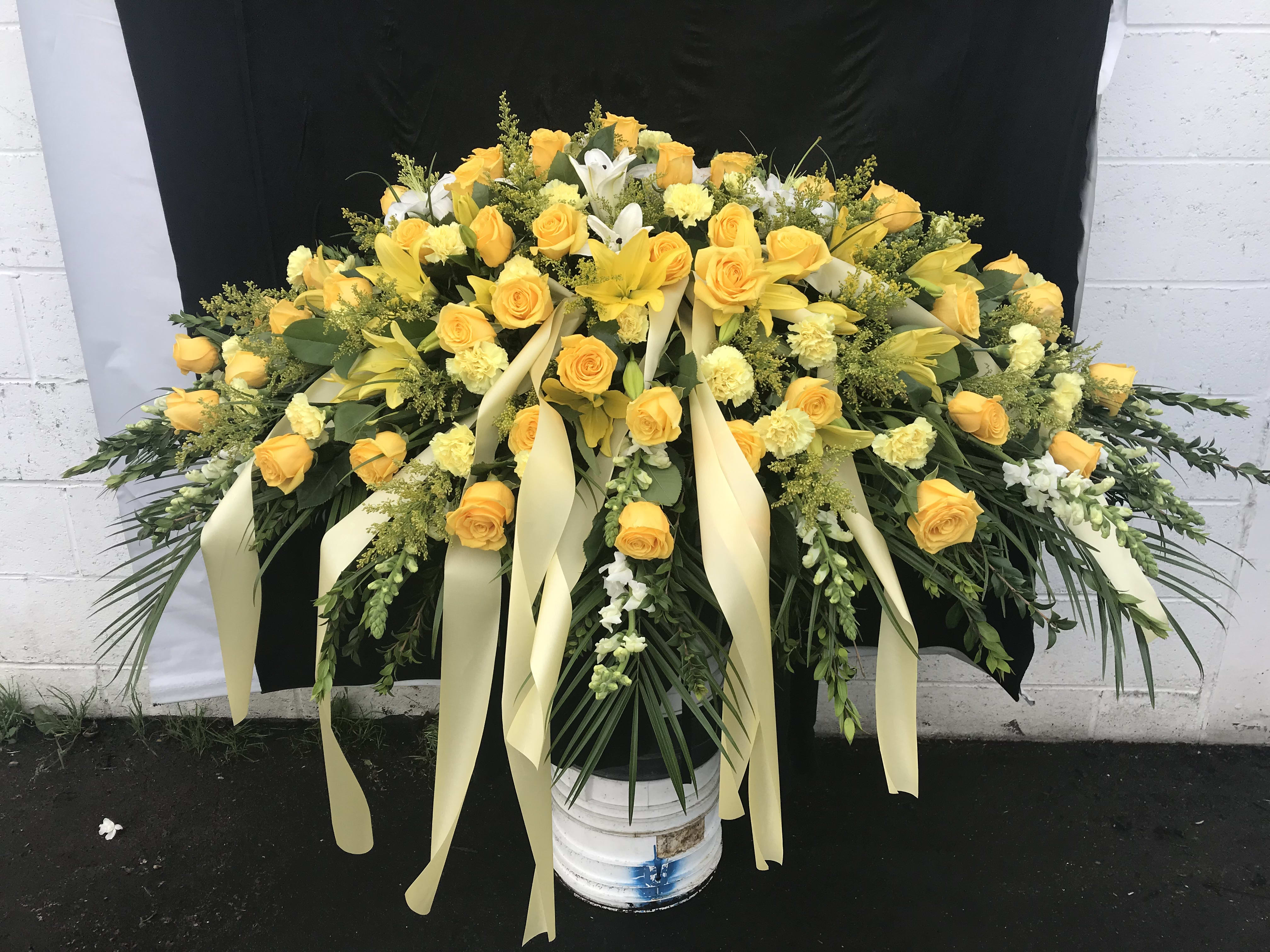 Yellow Casket Spray In Mission Hills Ca Mission Hills Florist