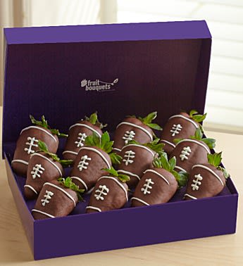 Most Valuable Berries FootBall Most Valuable Berries FootBall - Product iD: 106044ft Give your favorite sports fan a tasty treat! Dipped in delectable chocolaty confections, this all-star lineup of fresh, ripe strawberries decorated as footballs, baseballs or basketballs is ready to deliver winning similes for game day, Fatherâs Day or any day. 12 delicious strawberries, dipped and decorated as either basketballs, footballs or baseballs Fruit is picked at the peak of freshness Hand-crafted and designed by local florists Arrives in a purple Fruit Bouquets branded box Delivered fresh to their door with Same-Day Delivery Allergy Warning: Fruit Bouquets products may contain peanuts and/or tree nuts. We recommend that you take the necessary precautions based on any related allergies.