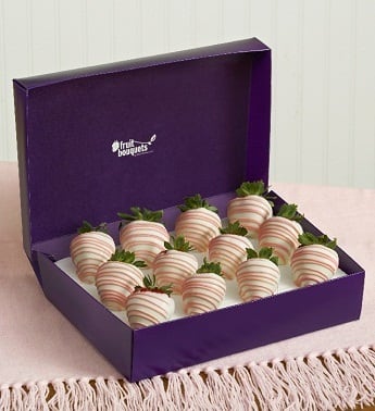 Special Delivery Girl -  Product ID: 102420G   Celebrate a âberry specialâ arrival with a gift for Mom and Dad. One dozen decadent juicy and dipped strawberries arrive, decorated with pink drizzle for girls and blue drizzle for boys. Now thatâs a gift theyâll never forget! Features 12 dipped strawberries, decorated and drizzled to perfection with pink chocolaty confection for girls or blue chocolaty confection for boys Hand-crafted and designed by local shops Delivered fresh to their door with Same-Day Delivery