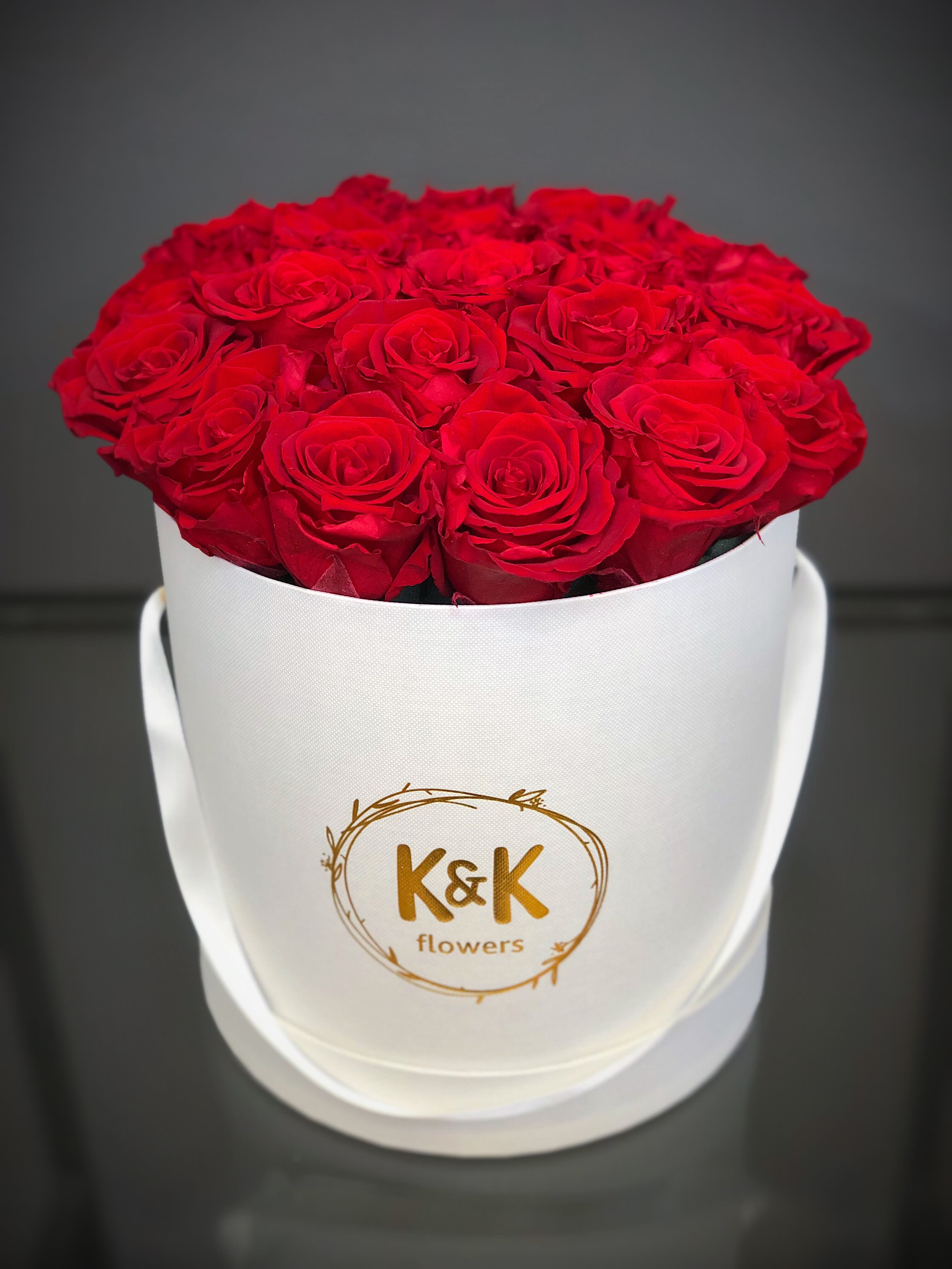 111 Preserved roses hat box arrangement in Hallandale Beach, FL K&K