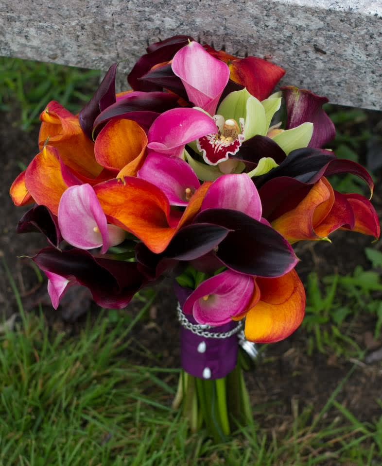 calla lilies, cyb orchids in Newcastle, ME Flowers at Louis Doe