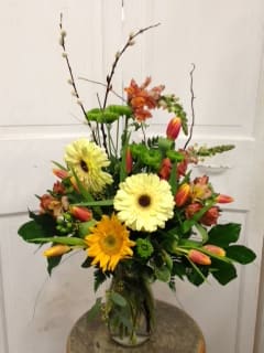 spring yellows in vase  - yellows and oranges 