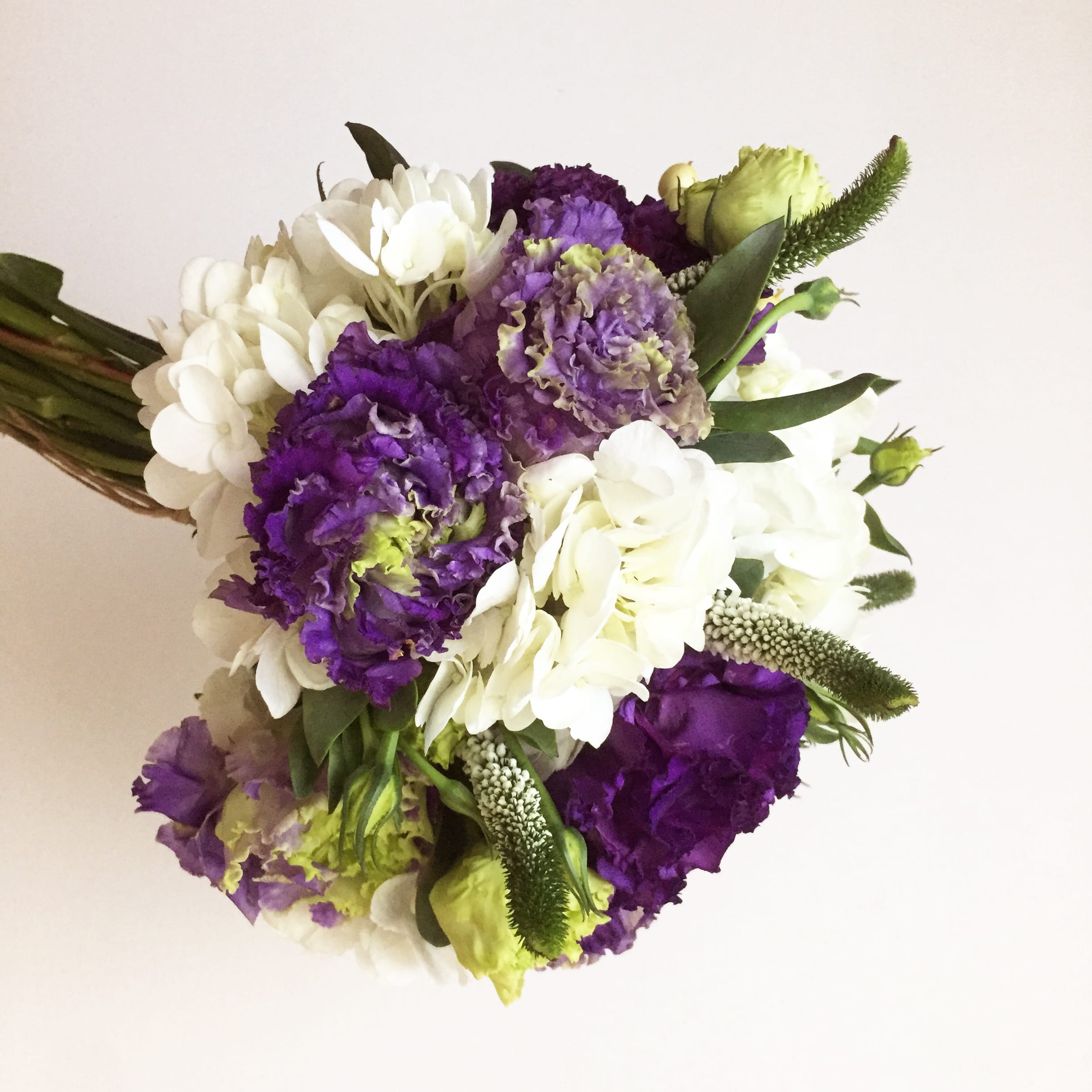 Purple and White bridal bouquet in Washington, DC Shoots and Blooms