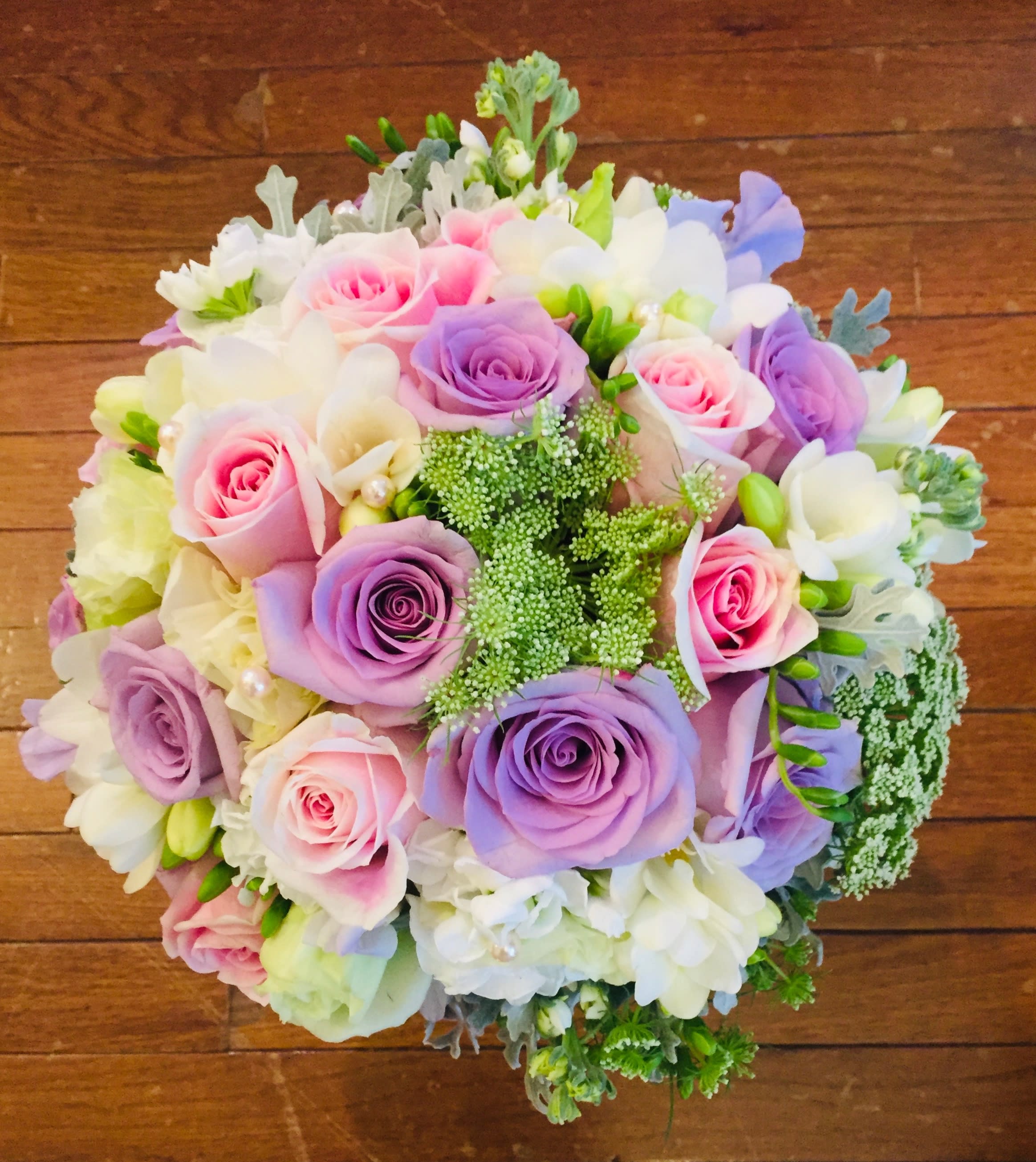 Bridal 12 - bridal bouquet with rose, freesia... and accents