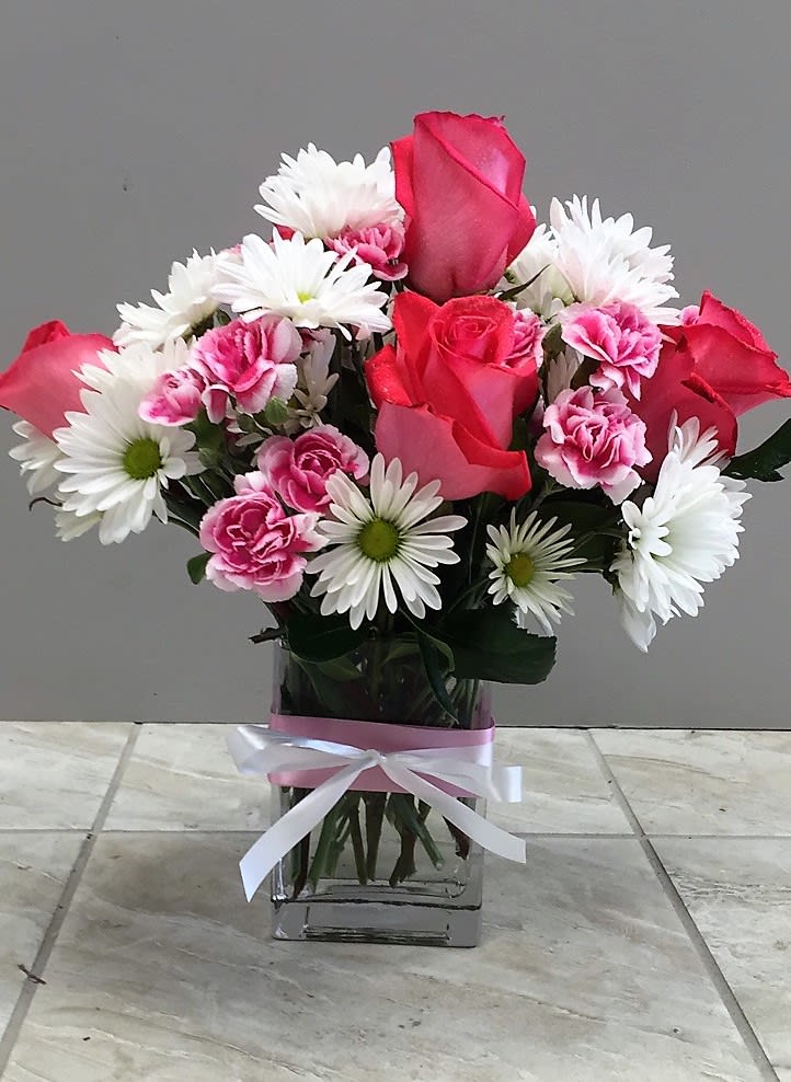 roses, daisies, mini carnations in Norwood, MA FLOWER POWER