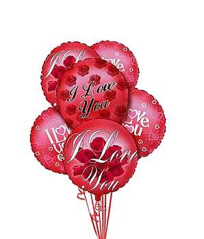 I love you balloon bouquet I love you balloon bouquet - say I LOVE YOU with 6 helium filled 18" mylar balloons Balloons may vary from picture