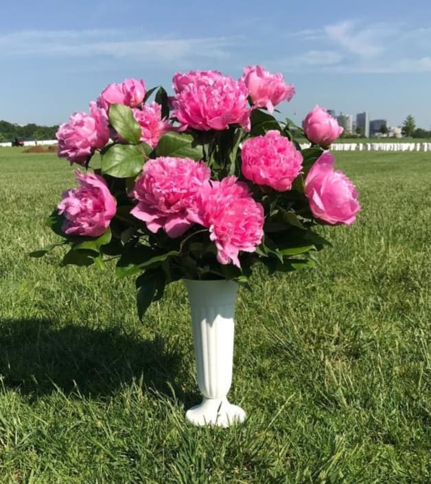 Jensine Abelsen Fresh Flowers Arlington Va Lily and Rose Tribute Spray T2261A in Arlington