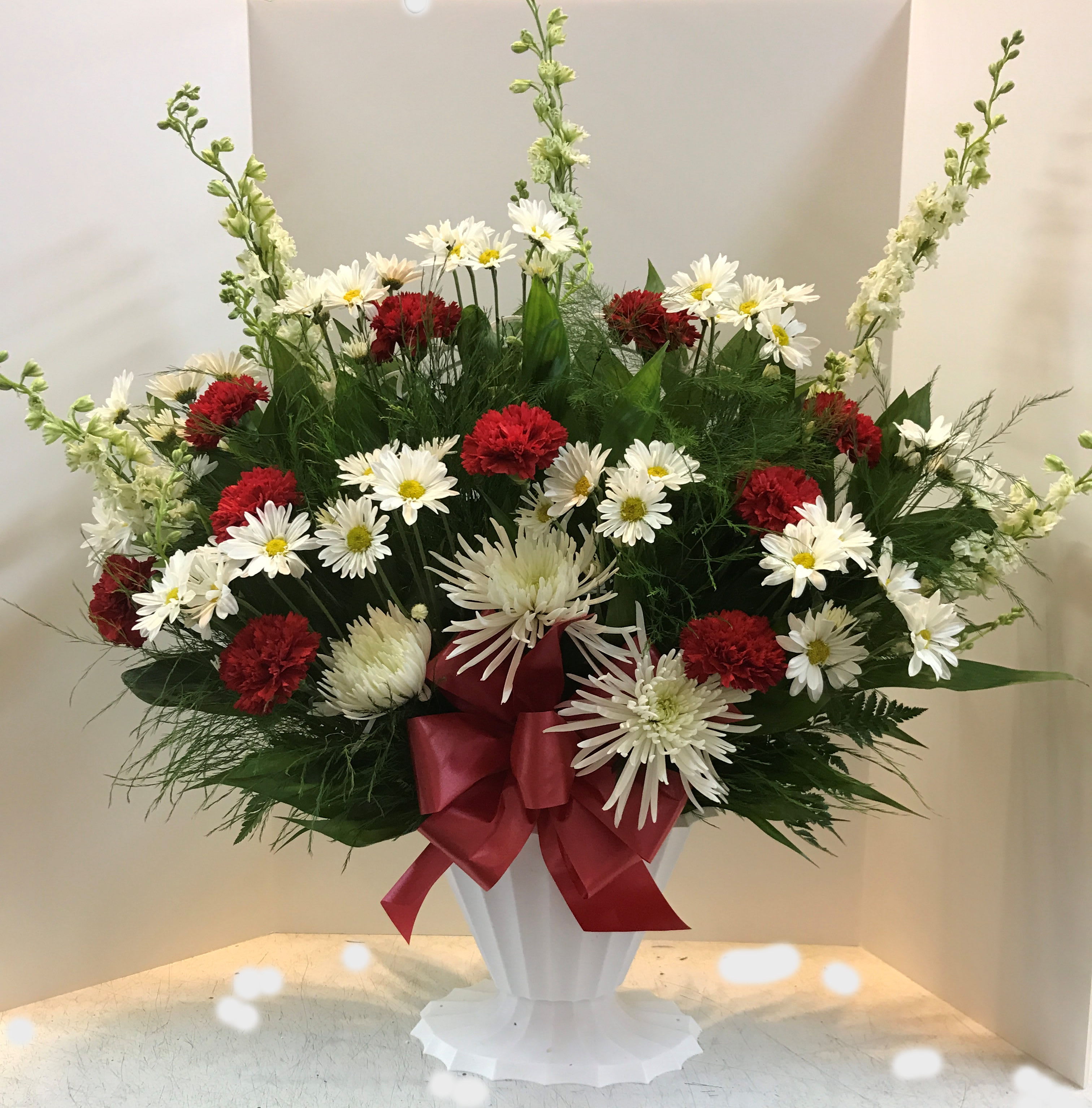 Deluxe Funeral Basket of Fresh Flowers in Christiansburg, VA | Angle