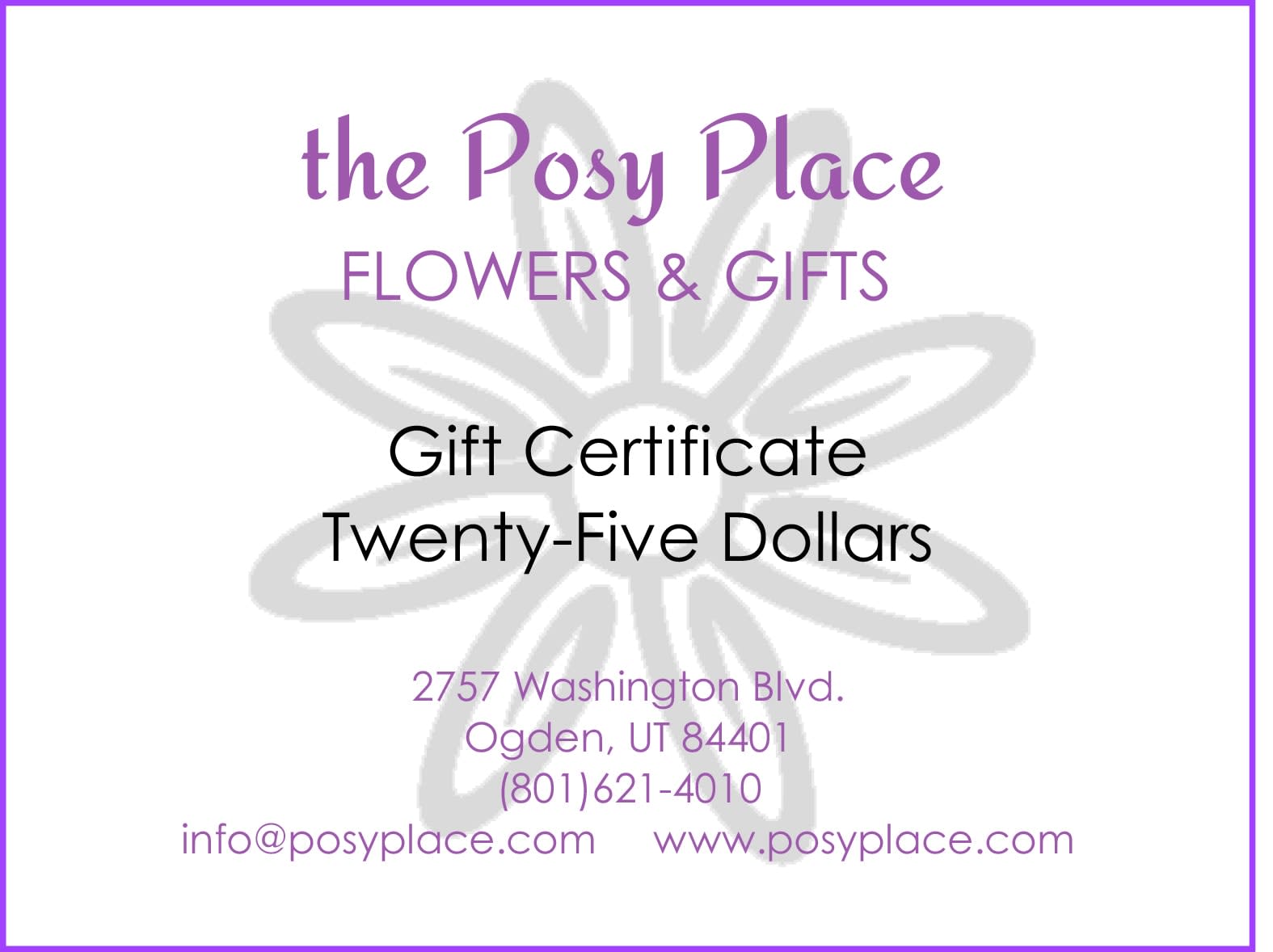 $25 Gift Certificate - $25 Gift Certificate for in-store use only. Delivered attached to a small wrapped seasonal bouquet.