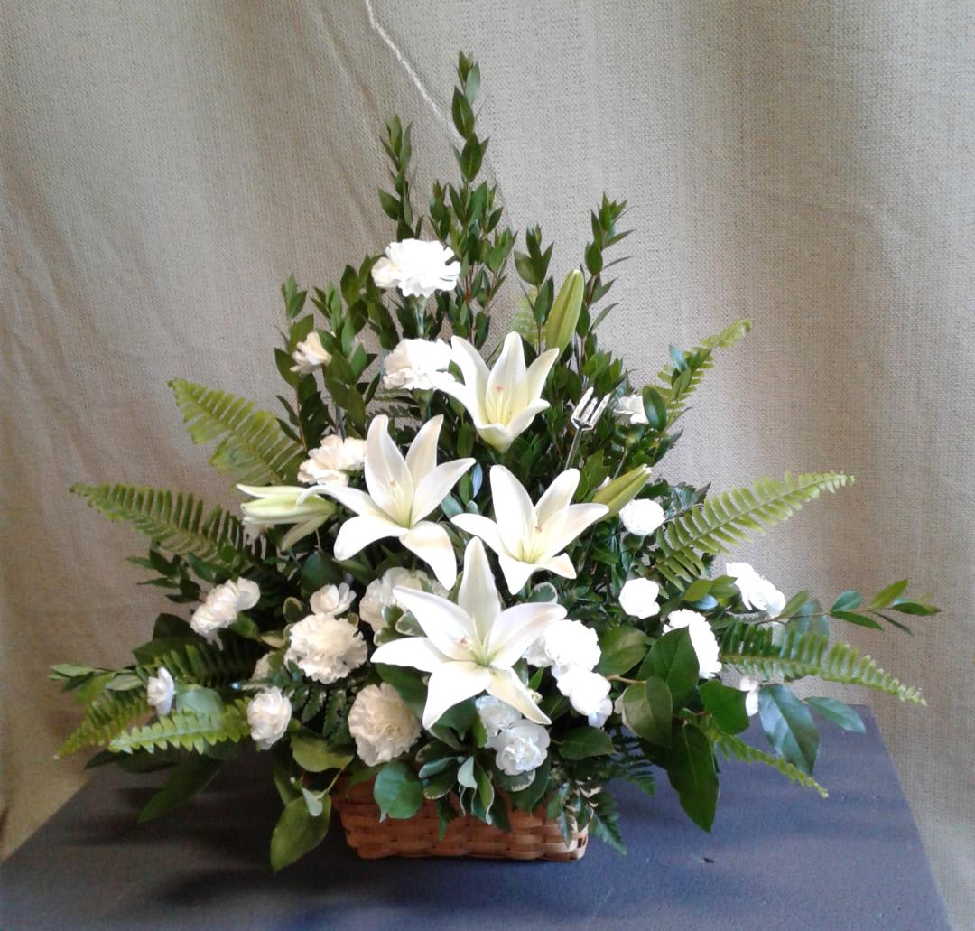Stull's Peaceful White Lily Basket in Canton, PA Stulls Flowers