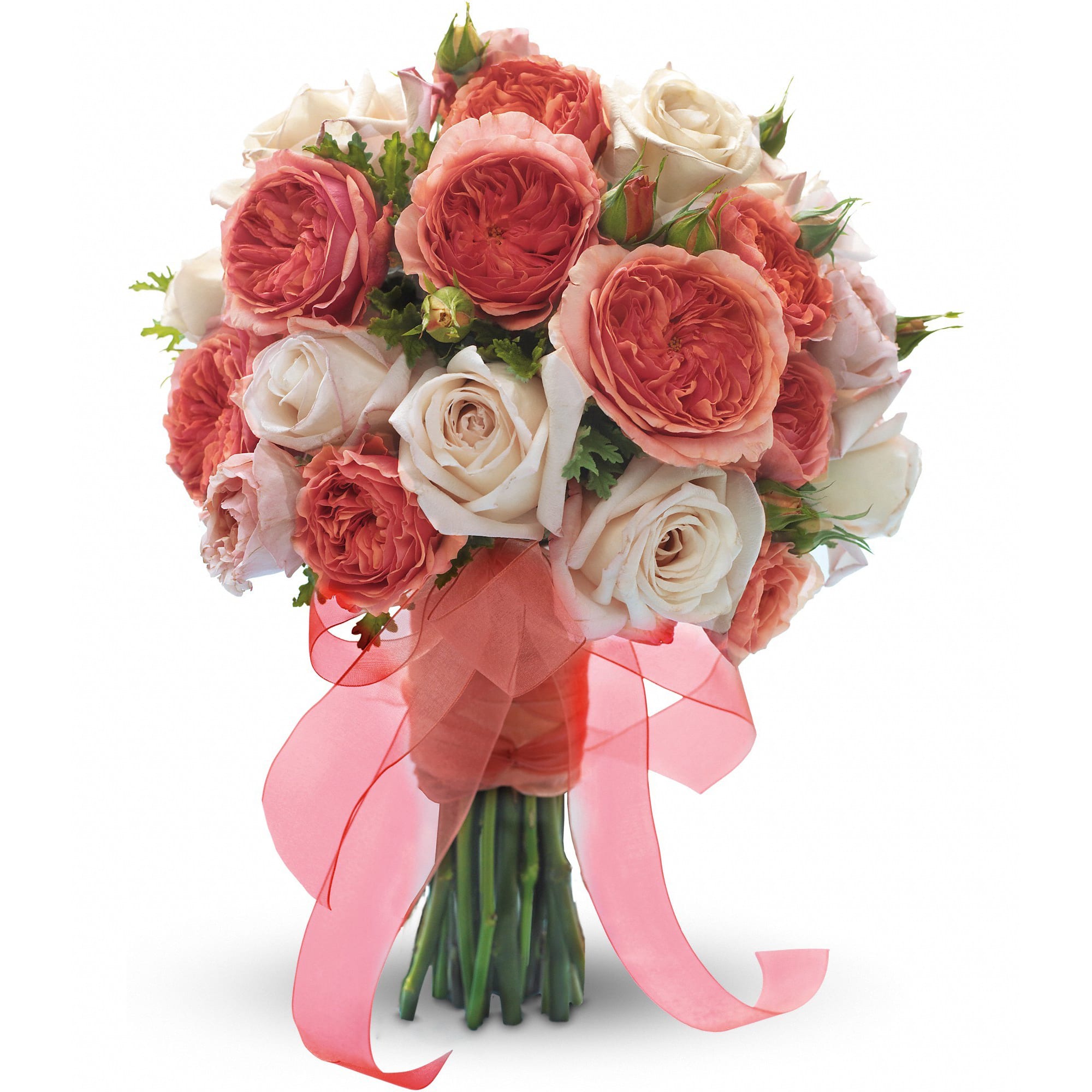 Lady Love Bouquet  - This stylish mix of light pink roses with dense pink garden roses has a sophisticated look.    Light pink roses with dense pink garden roses and pink scented geranium.    Approximately 12&quot; W x 15 1/2&quot; H    Orientation: N/A        As Shown : T194-2A    