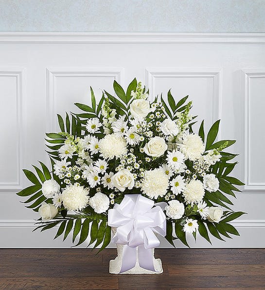 Heartfelt Tribute™ White Floor Basket Arrangement in Baltimore, MD