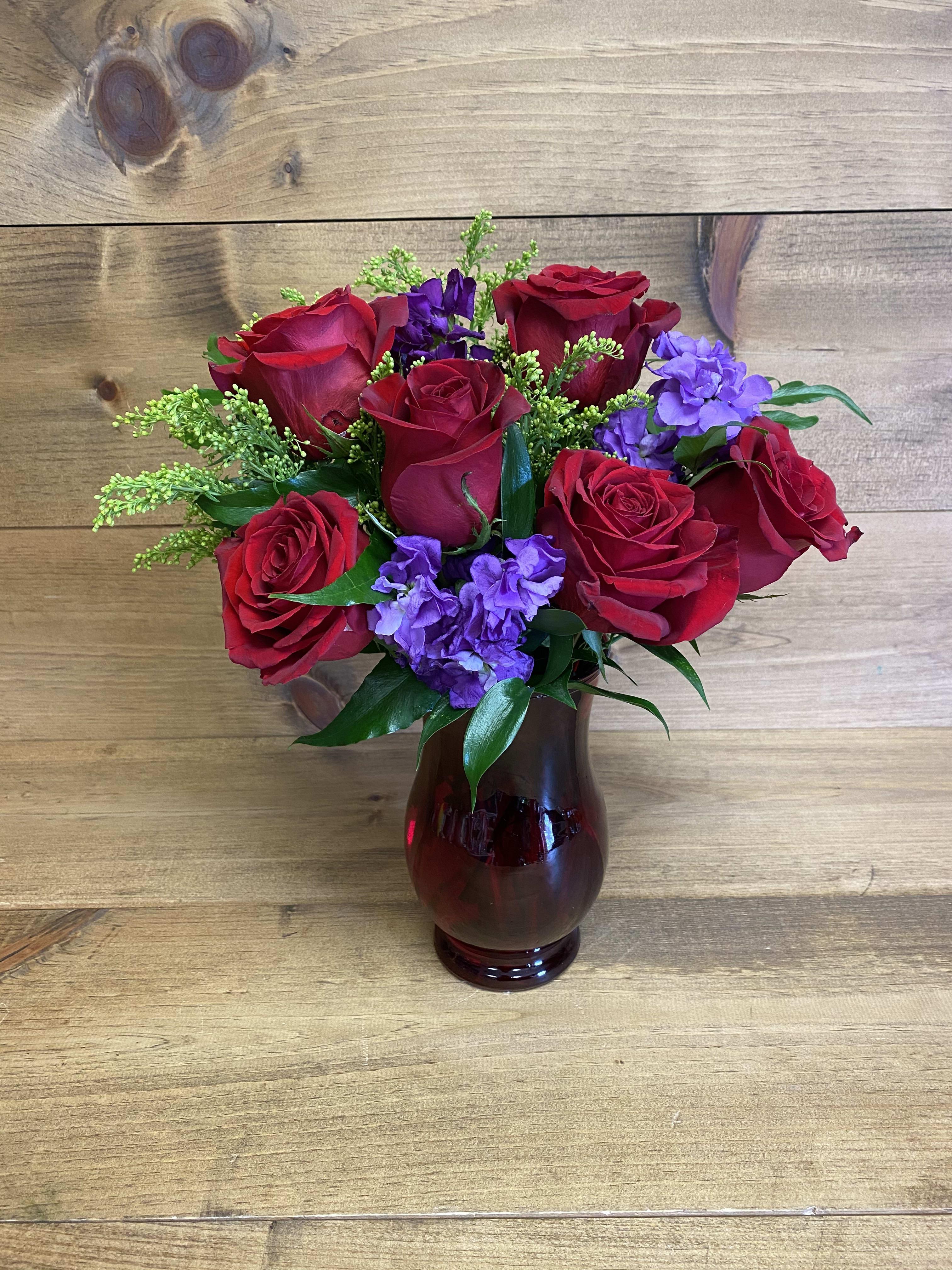 Red and Purple Arrangement in Beaver Falls, PA | The Mayflower Florist