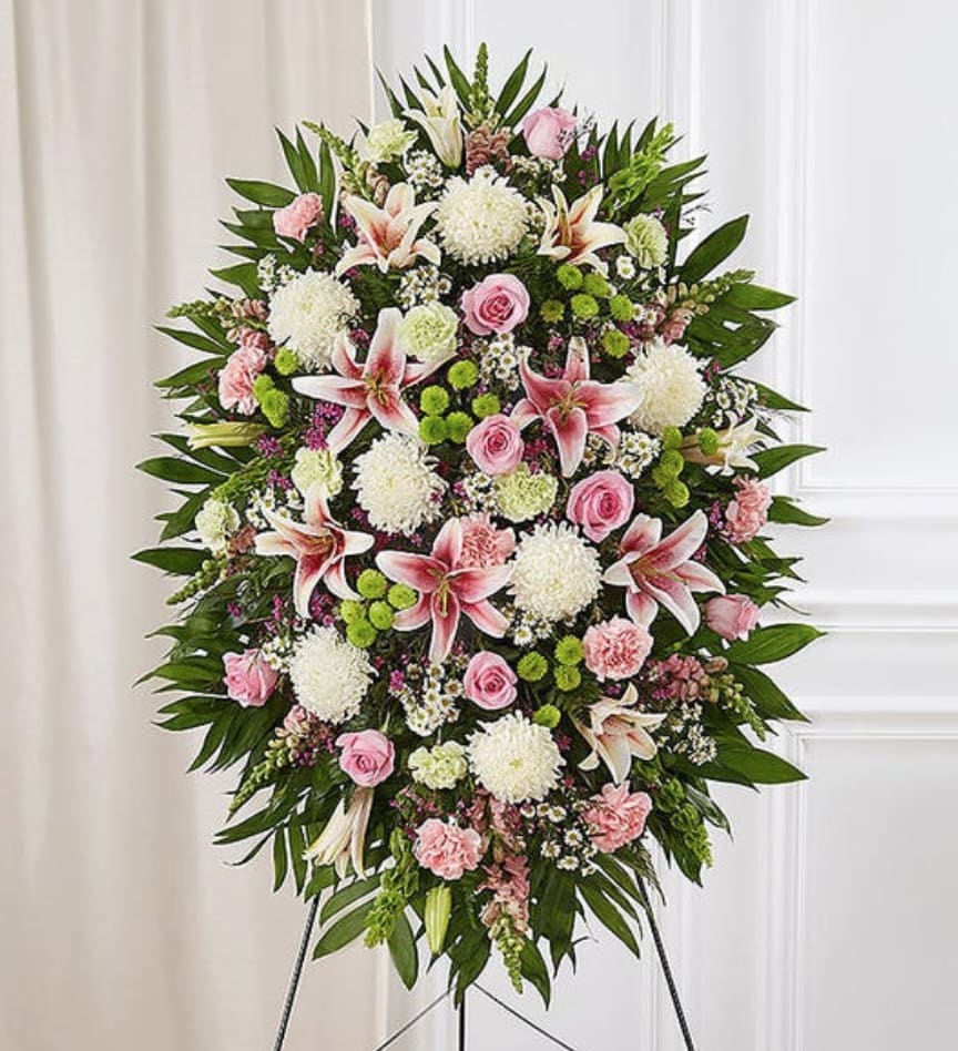 Sympathy Standing Spray Pink White In Columbia Station Oh Columbia Florist Nursery