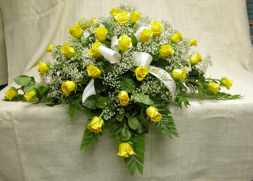 Yellow Roses Casket Spray By Flamingo S Flower