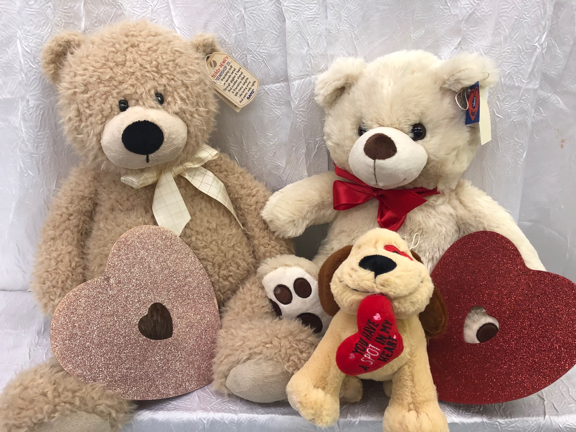 flowers with stuffed animals