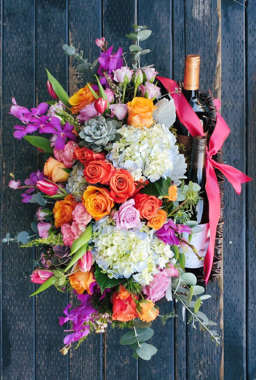 Byob Basket Arrangement In Manhattan Beach Ca Deep Roots Floral Design Studio