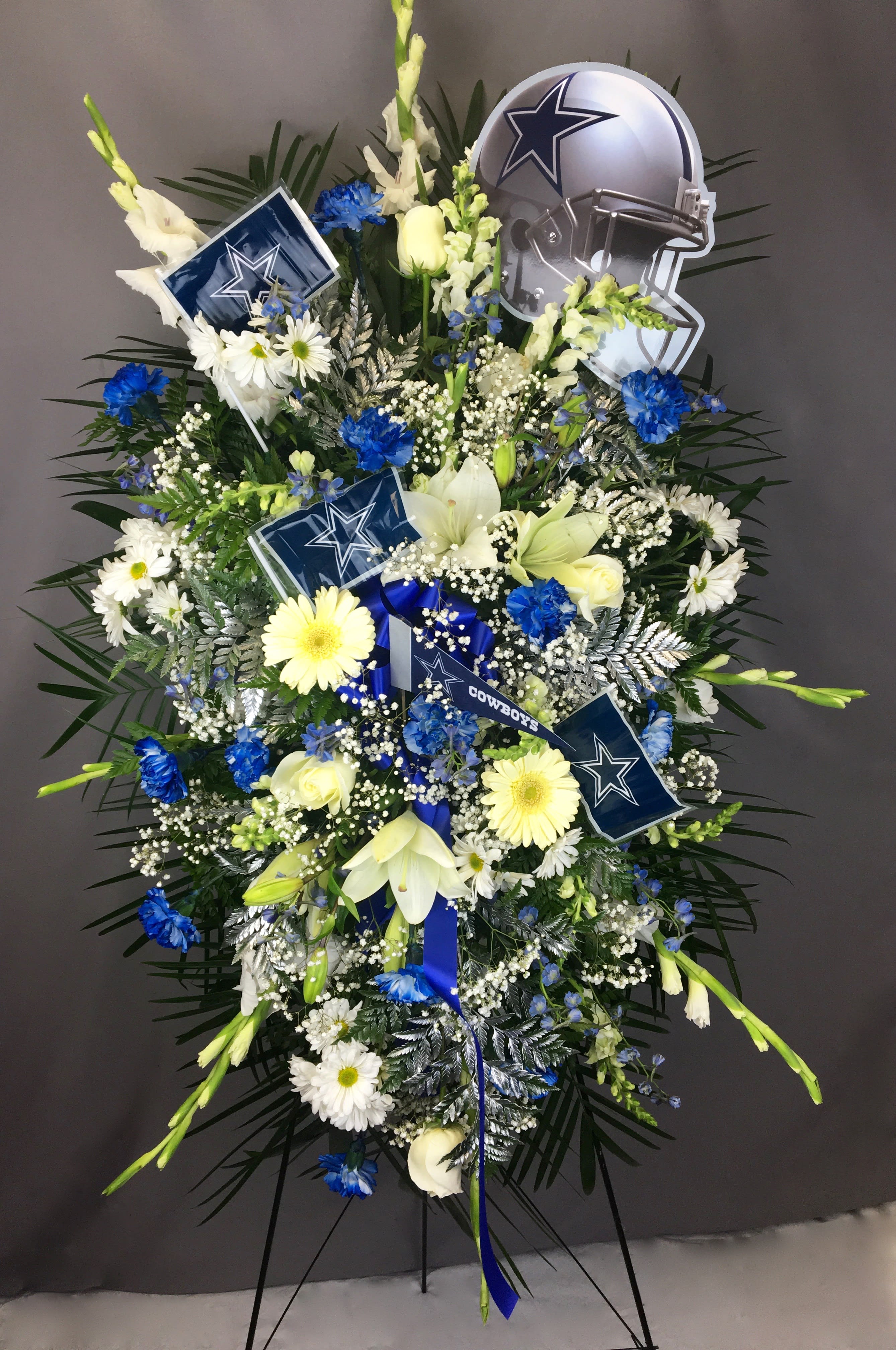 Dallas Cowboys Standing Easel Spray In Dallas Tx I Love Roses Florist Substitution may be necessary to ensure your gift is delivered on the day you requested. dallas cowboys standing easel spray in dallas tx i love roses florist