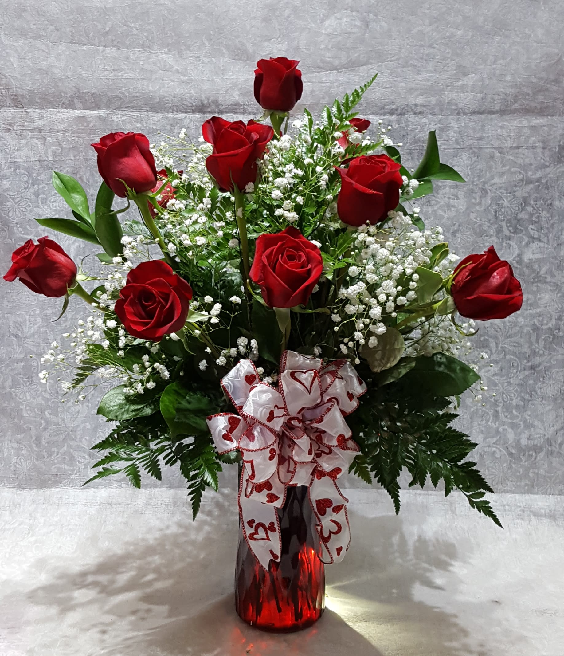 Classic Valentine Dozen Red Rose Vase In Warren Oh Jensens Flowers And Ts Inc
