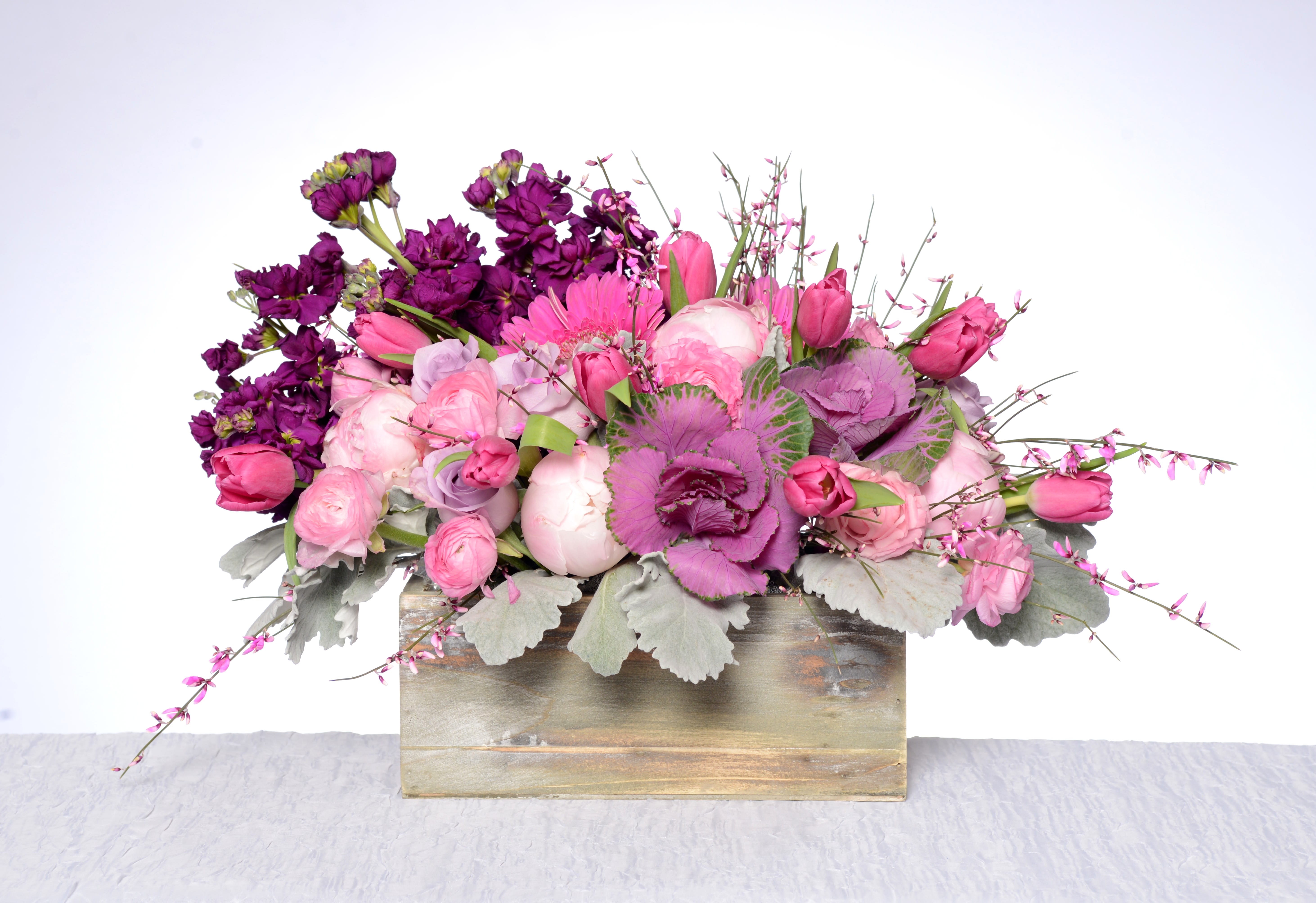 All That For You All That For You - Composed of tulips, roses, peonies, dusty miller