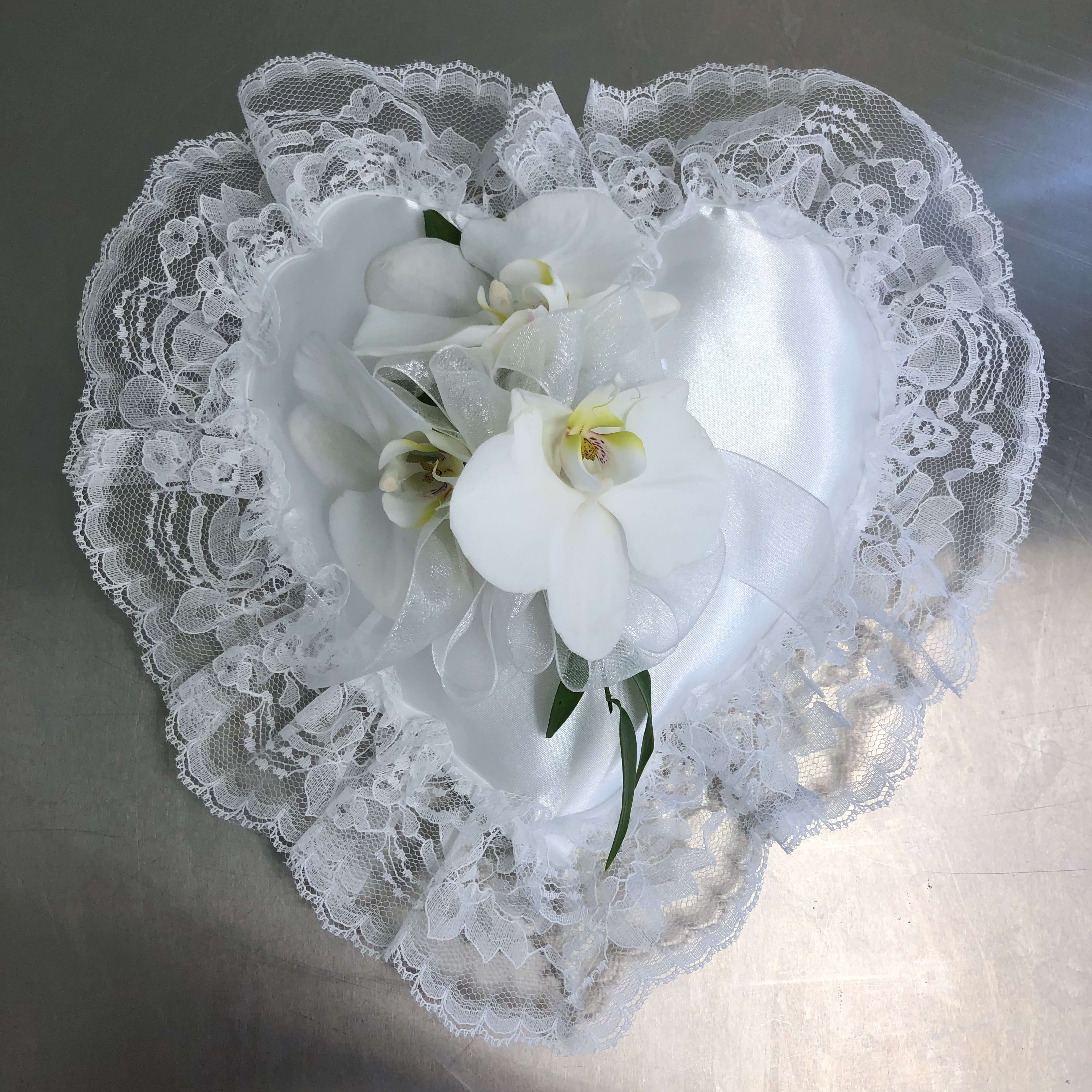 Satin Funeral Pillow with Phalaenopsis orchid blooms in Peabody, MA