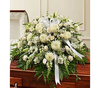 White Mixed Half Casket Cover White Mixed Half Casket Cover - This elegant white casket cover reflects heartfelt compassion and respect for a life well lived and loved. As Shown : HUD-91229