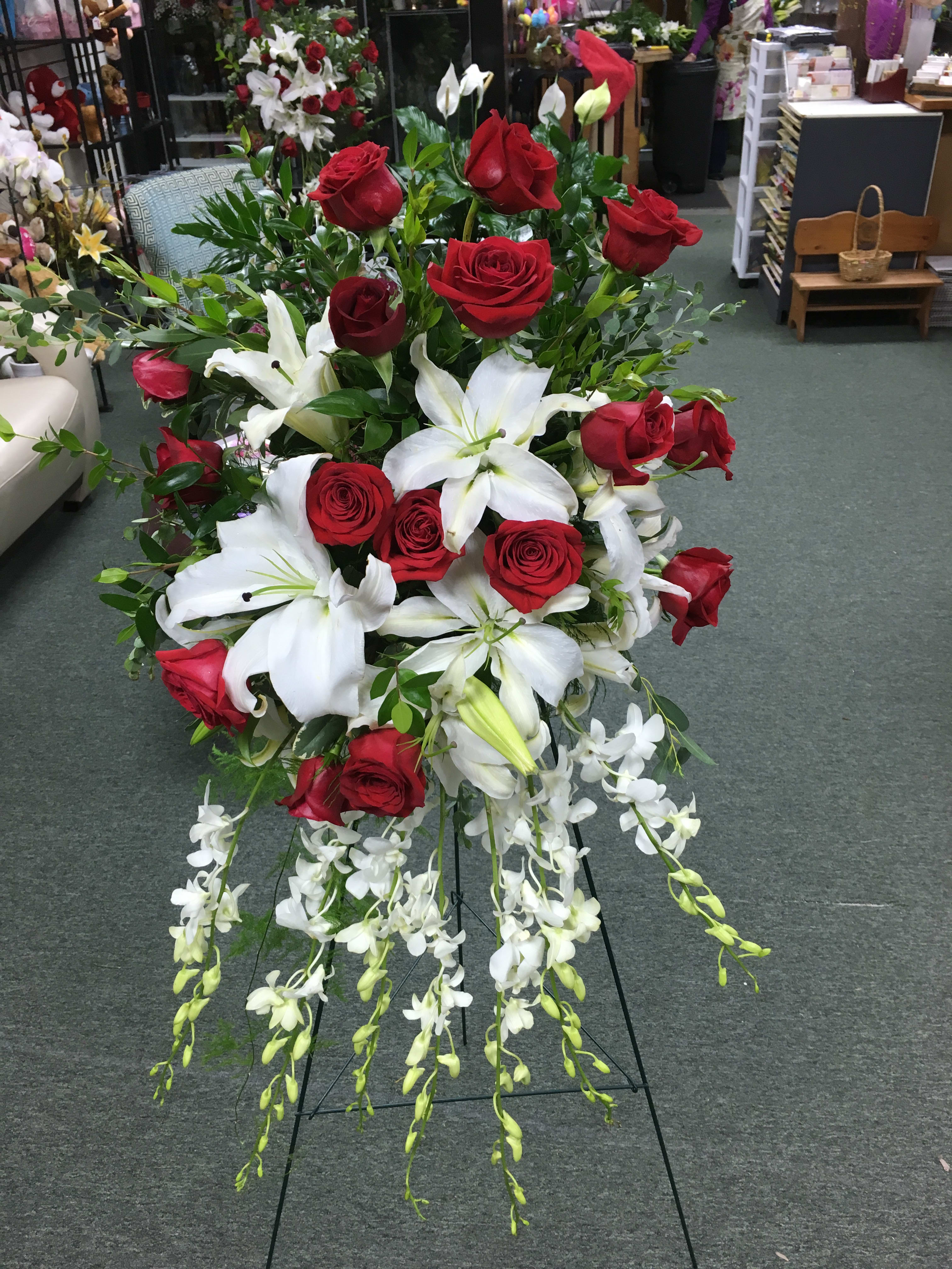 Rose and Lily Standing Spray in Richmond Hill, GA ...