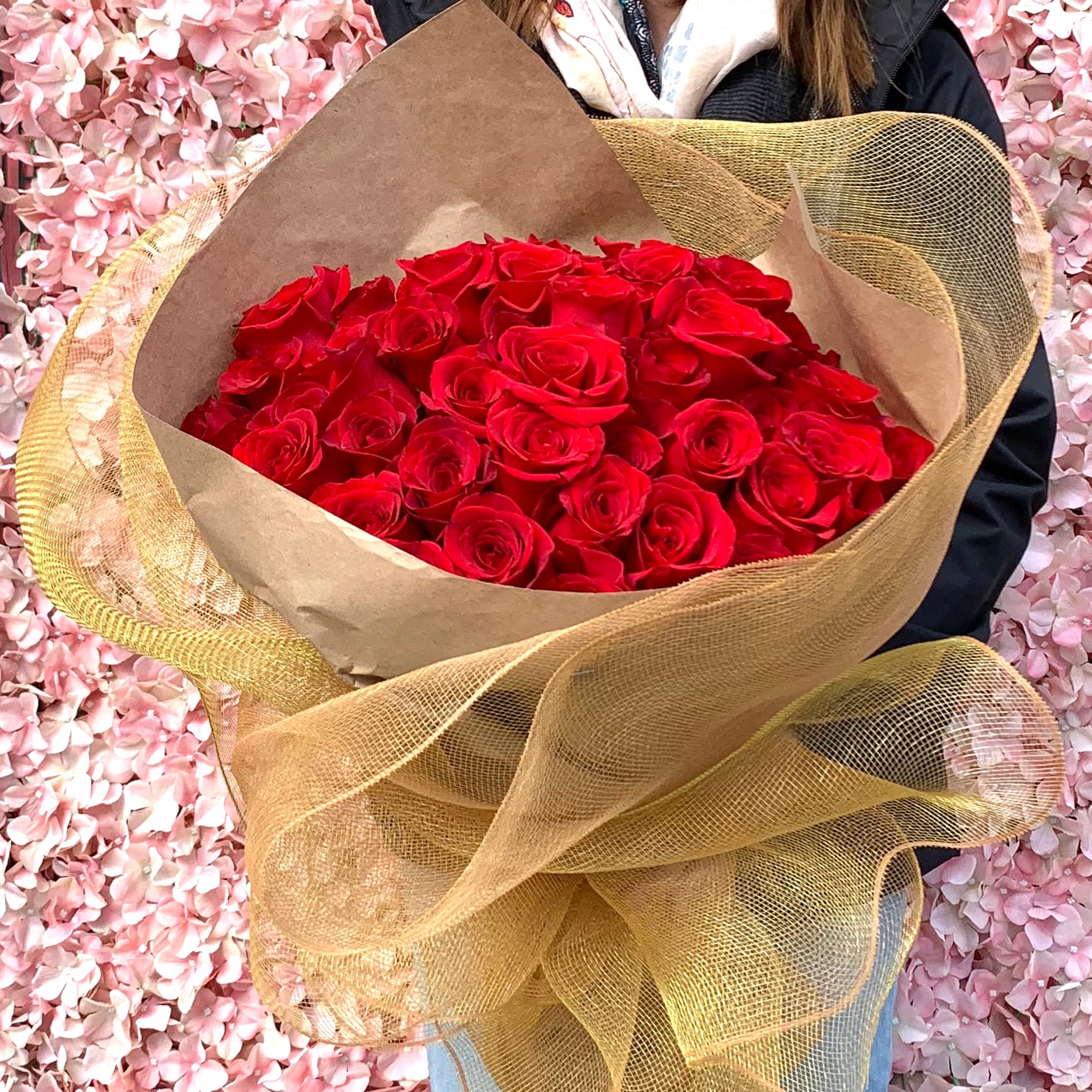 50 Ecuador Red Rose Bouquet by Wowsome Blossom