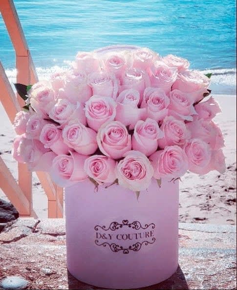 Victoria - 35-40 Baby Pink Fresh Roses arranged in a pink signature velvet box   Substitution Policy: In some instances, the florist photo may represent an overall theme or look and include a one-of-a-kind vase which cannot be exactly replicated.  Although the actual bouquet may not precisely match the photo, its temperament will. Occasionally, substitutions of flowers or containers happen due to weather, seasonality and market conditions which may affect availability. If this is the case with the gift you've selected, the local florist will ensure that the style, theme and color scheme of your arrangement is preserved and will only substitute items of equal or higher value.  
