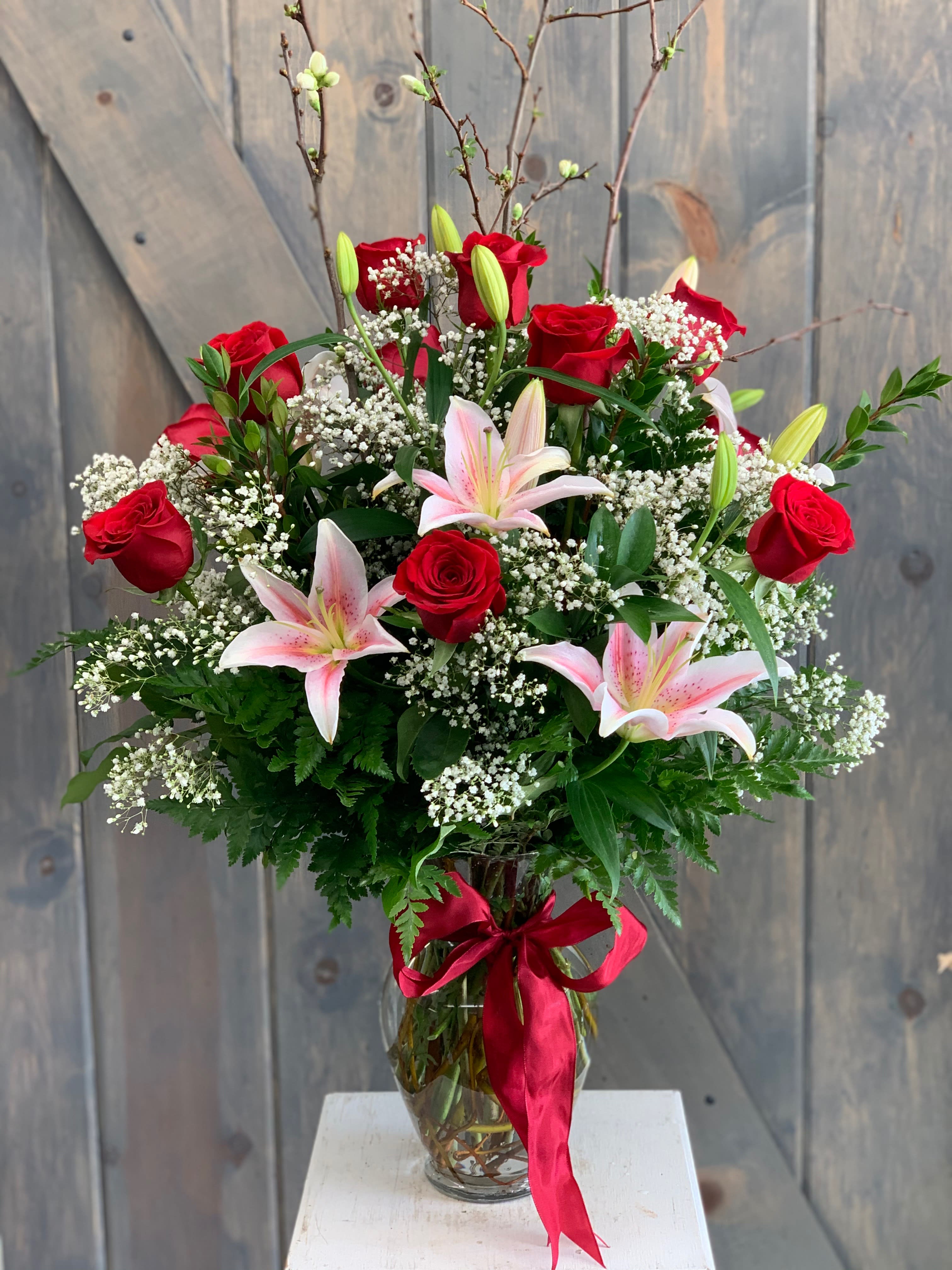 Lily And Rose Duet With Pink Lilies By Palos Verdes Florist