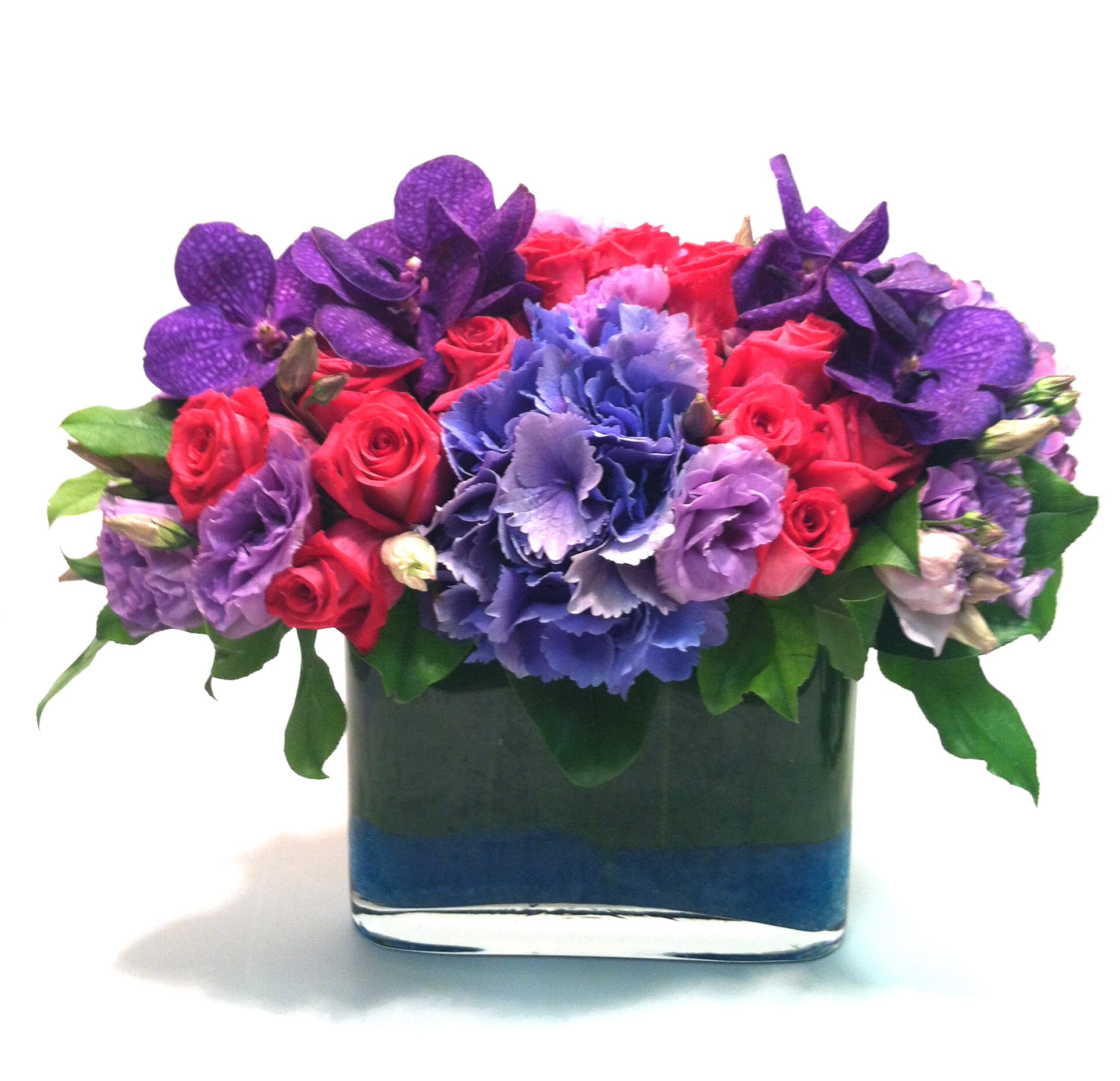 Roses And Blue Hydrengeas - Aprox. 15&quot; Tall X 17&quot; Wide