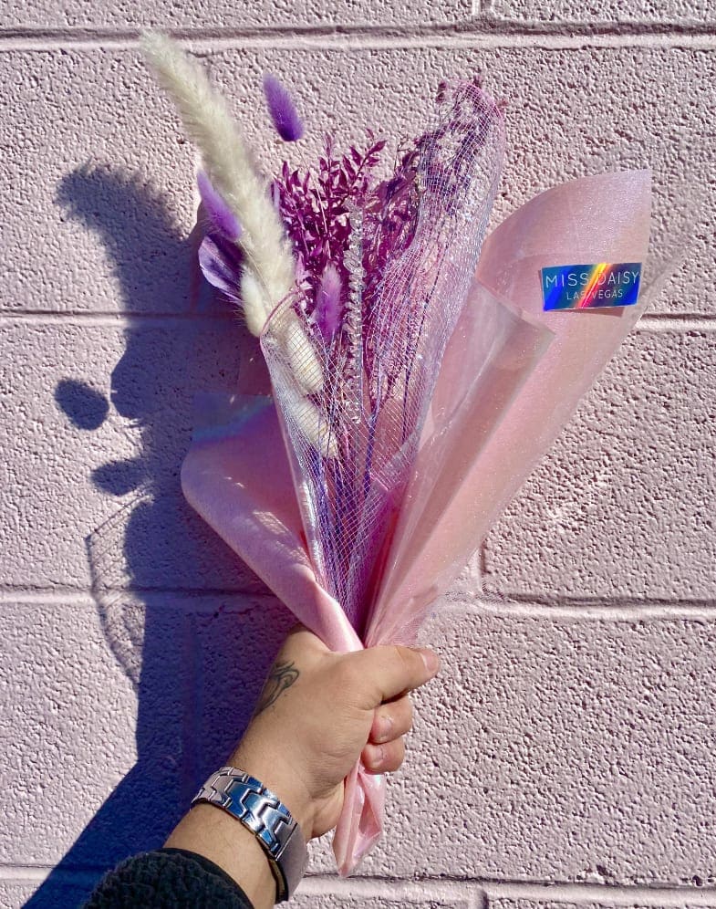 Dried Lavender Flower Bouquet - Experience a different side of Miss Daisy! We incorporated real dried flowers into this bouquet to create a &quot;forever bouquet&quot;. This dried bouquet does not require water or maintenance. Order now before to add a natural element to your home.  