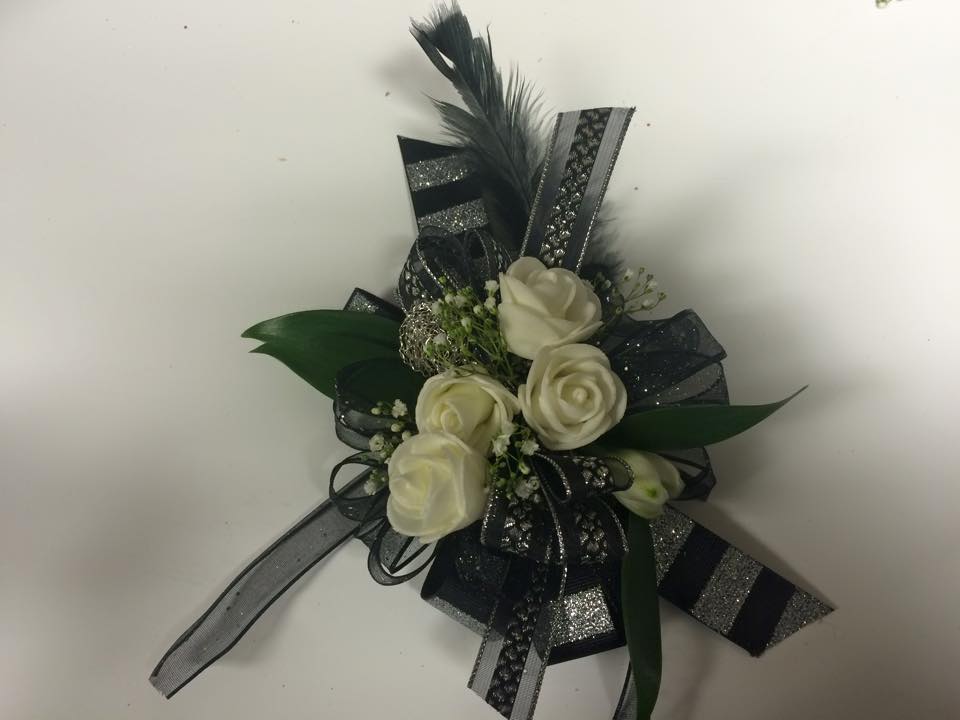 Black and hot sale silver corsage