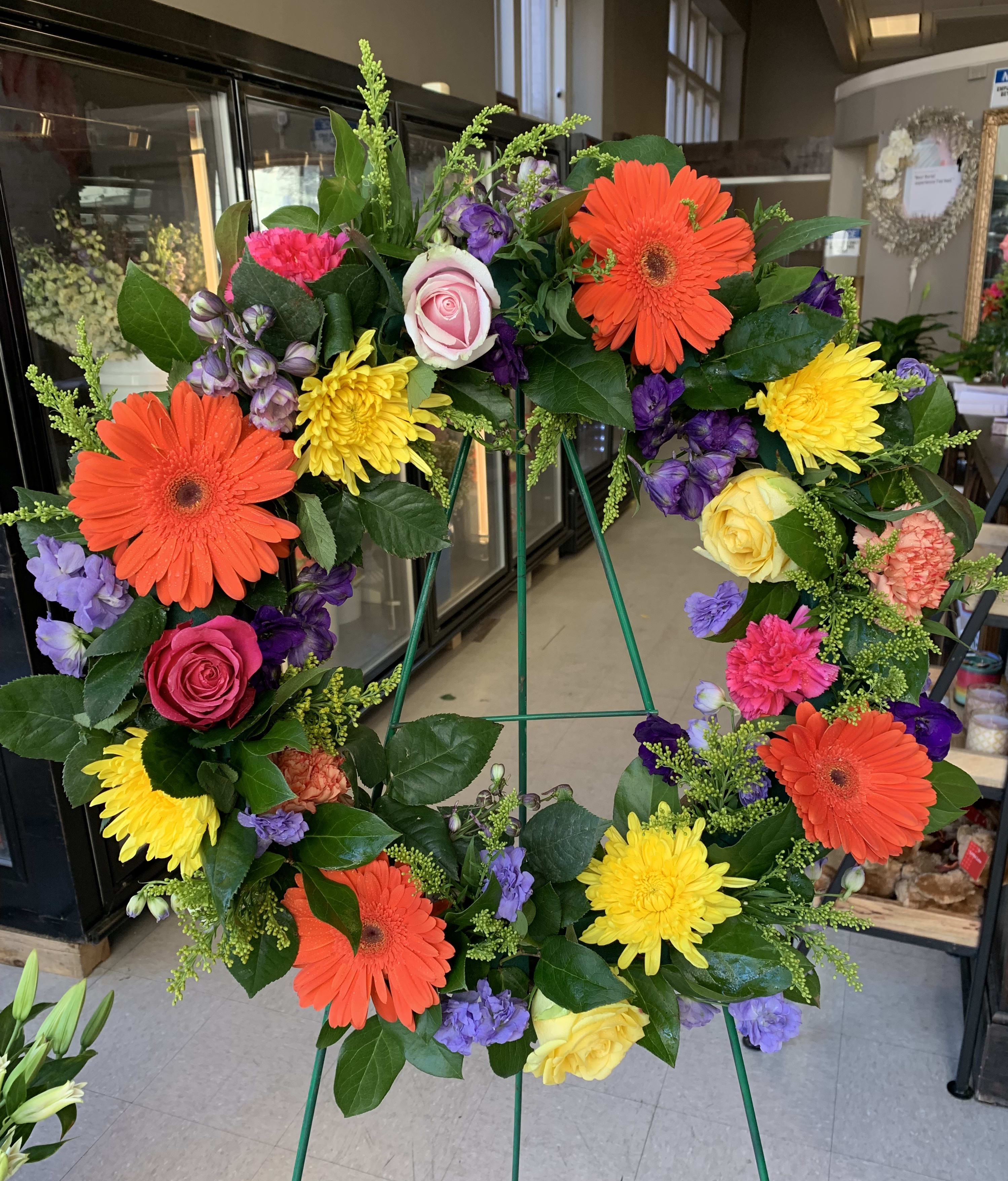 Open Wreath Sympathy Spray In Memphis Tn Premier Flowers