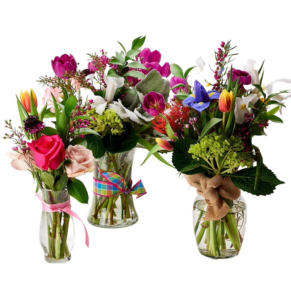 Fresh Springtime  Market Arrangements, Designer Choice - Our market arrangements are made with fresh seasonal flowers. The arrangements shown in our image are examples, to get a feel for the size. They are full and vibrant , and made with our own , local and Grown in the USA flowers. They are designer choice. 