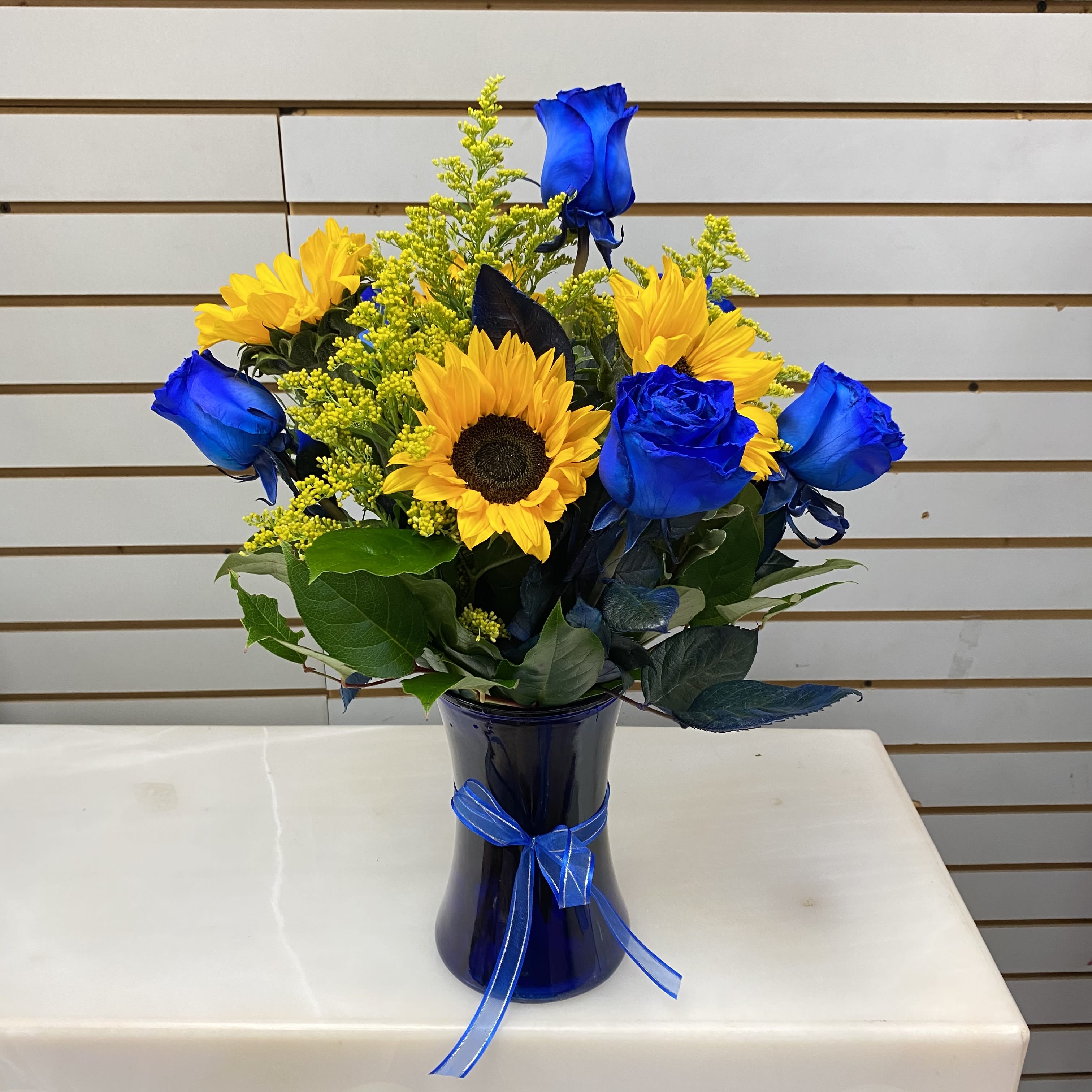 Blue roses & Sunflowers in Sunnyvale, CA Paola’s Flowers and Events