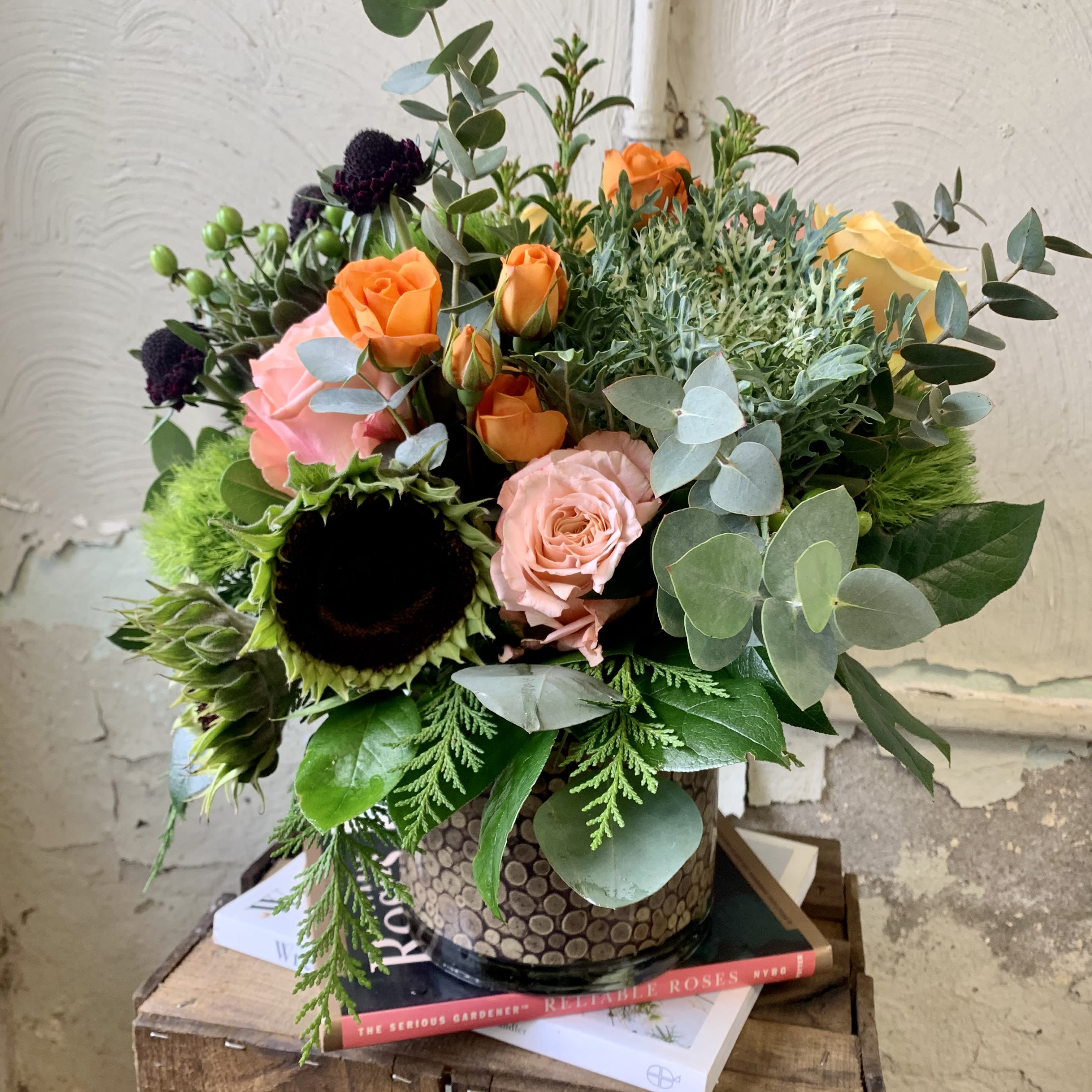 Rustic Chic - Rich rustic hues of color accented with natural accents in a 6x6 container
